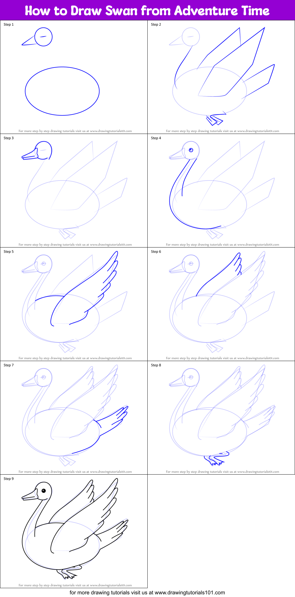 How to Draw Swan from Adventure Time Printable Step by Step