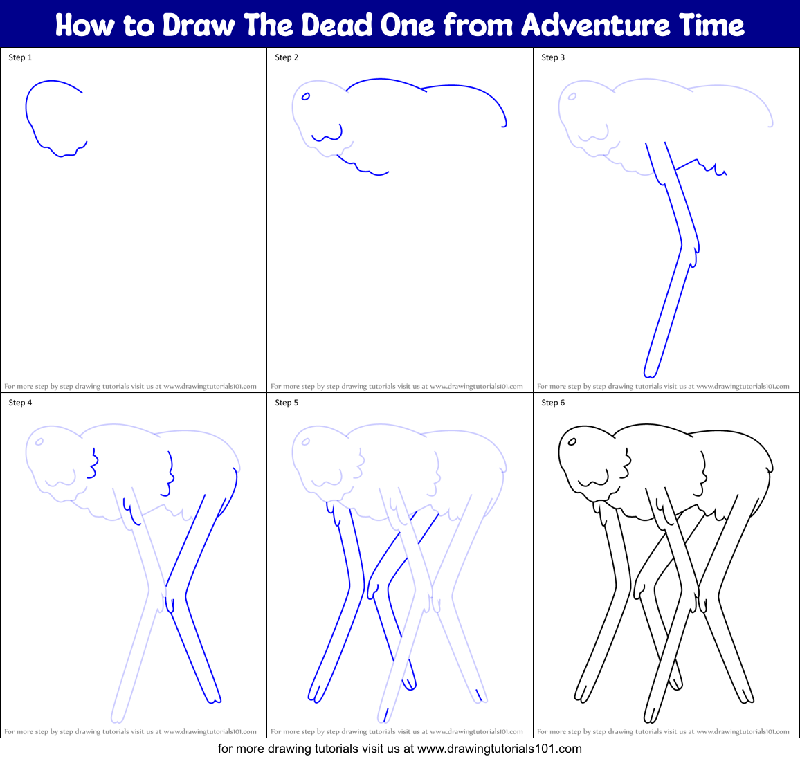 How to Draw The Dead One from Adventure Time Printable Step by Step