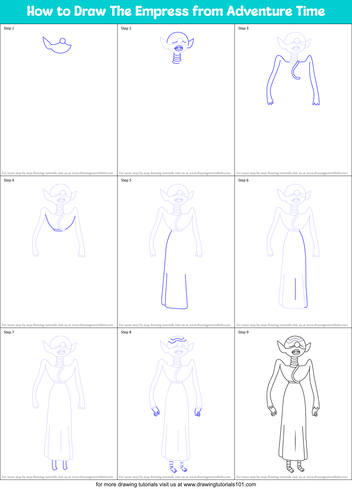 How to Draw The Empress from Adventure Time Printable Step by Step