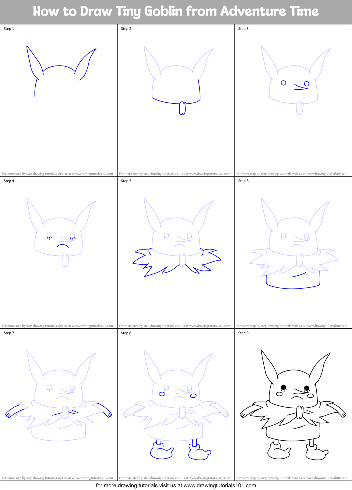 How to Draw Tiny Goblin from Adventure Time Printable Step by Step