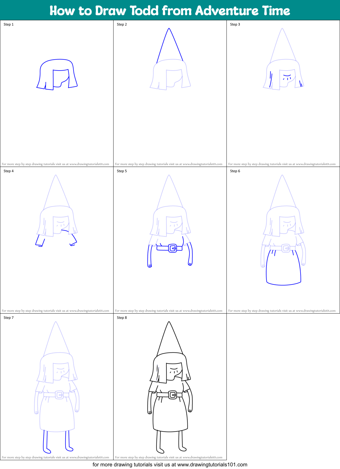 How to Draw Todd from Adventure Time Printable Step by Step
