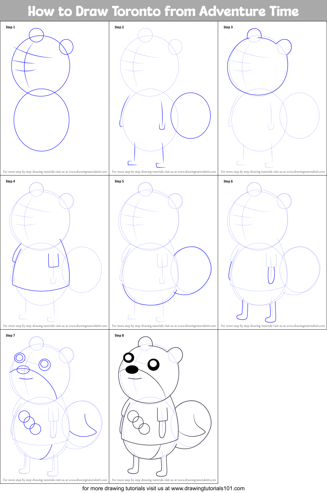 How to Draw Toronto from Adventure Time Printable Step by Step