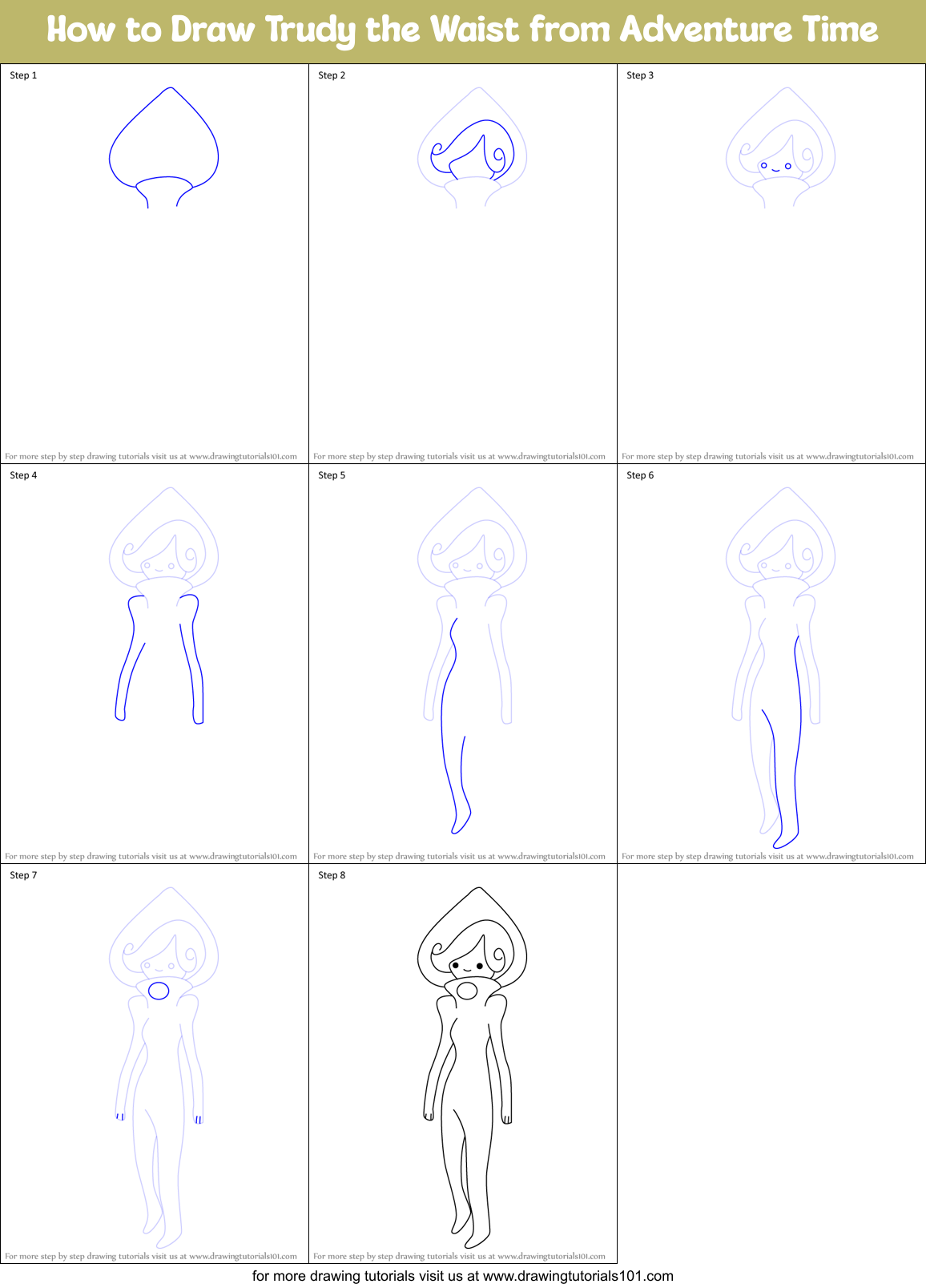 How to Draw Trudy the Waist from Adventure Time Printable Step by Step