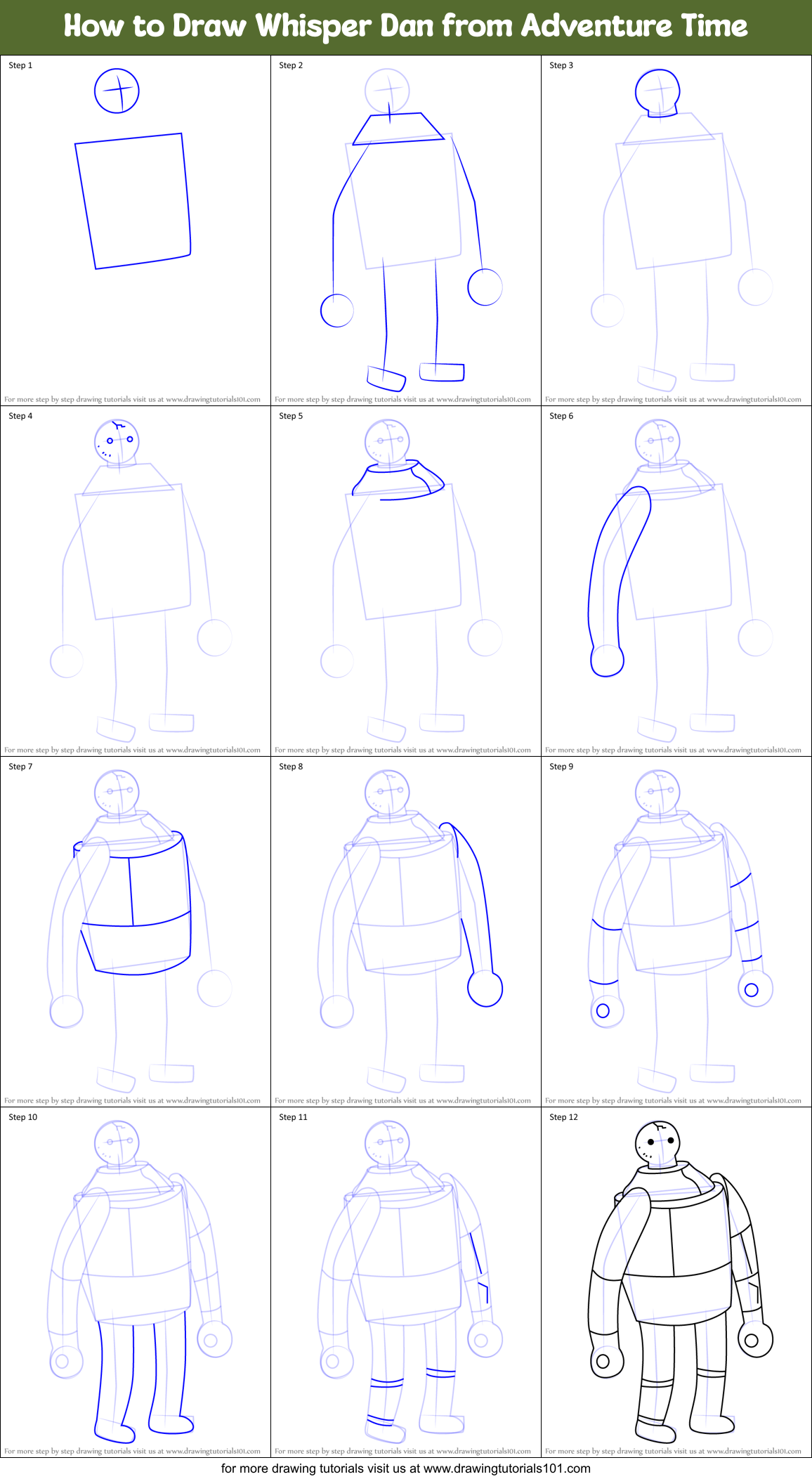 How to Draw Whisper Dan from Adventure Time Printable Step by Step