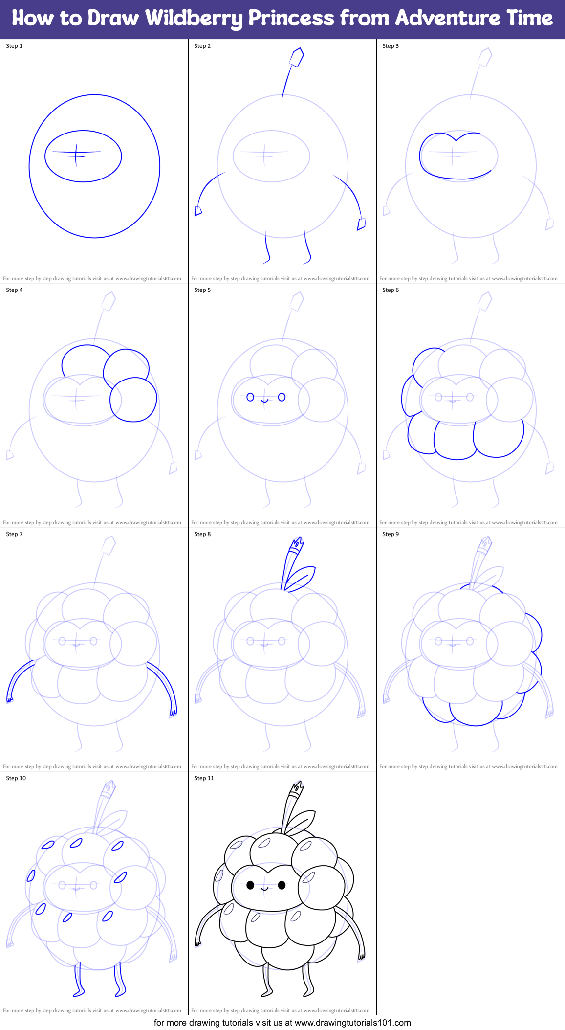 How to Draw Wildberry Princess from Adventure Time Printable Step by Step