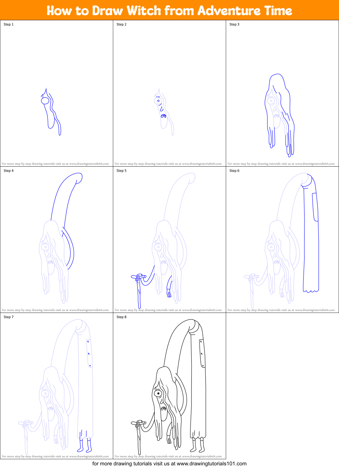How to Draw Witch from Adventure Time Printable Step by Step