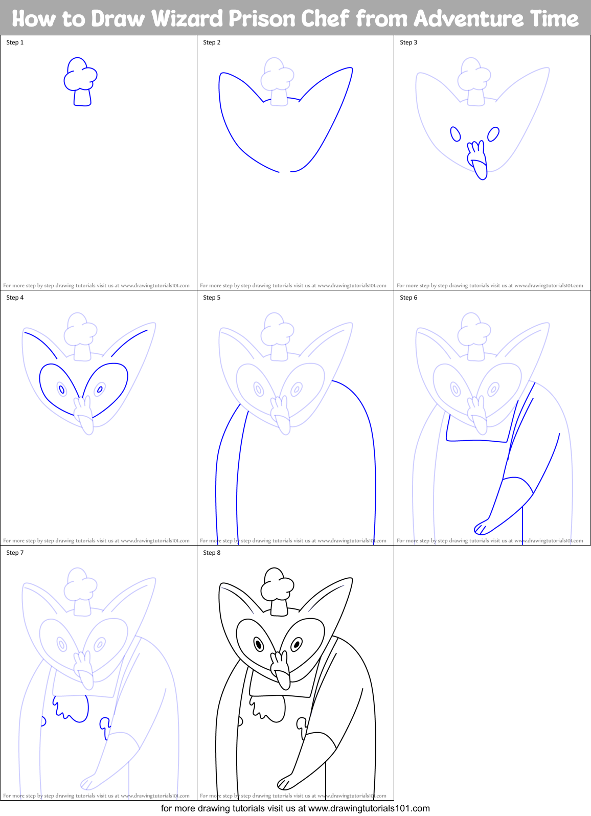 How to Draw Wizard Prison Chef from Adventure Time Printable Step by Step