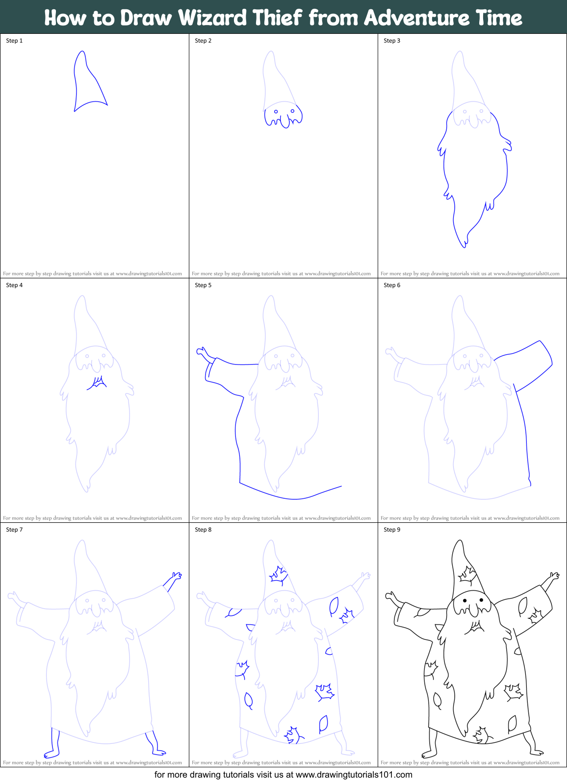 How to Draw Wizard Thief from Adventure Time Printable Step by Step