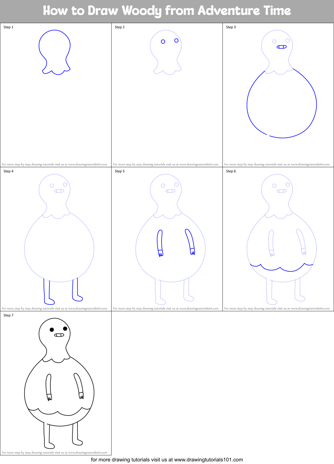 How to Draw Woody from Adventure Time Printable Step by Step