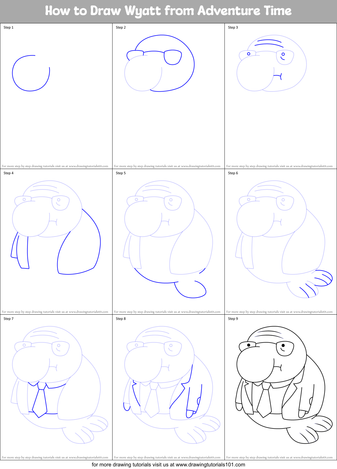 How to Draw Wyatt from Adventure Time Printable Step by Step