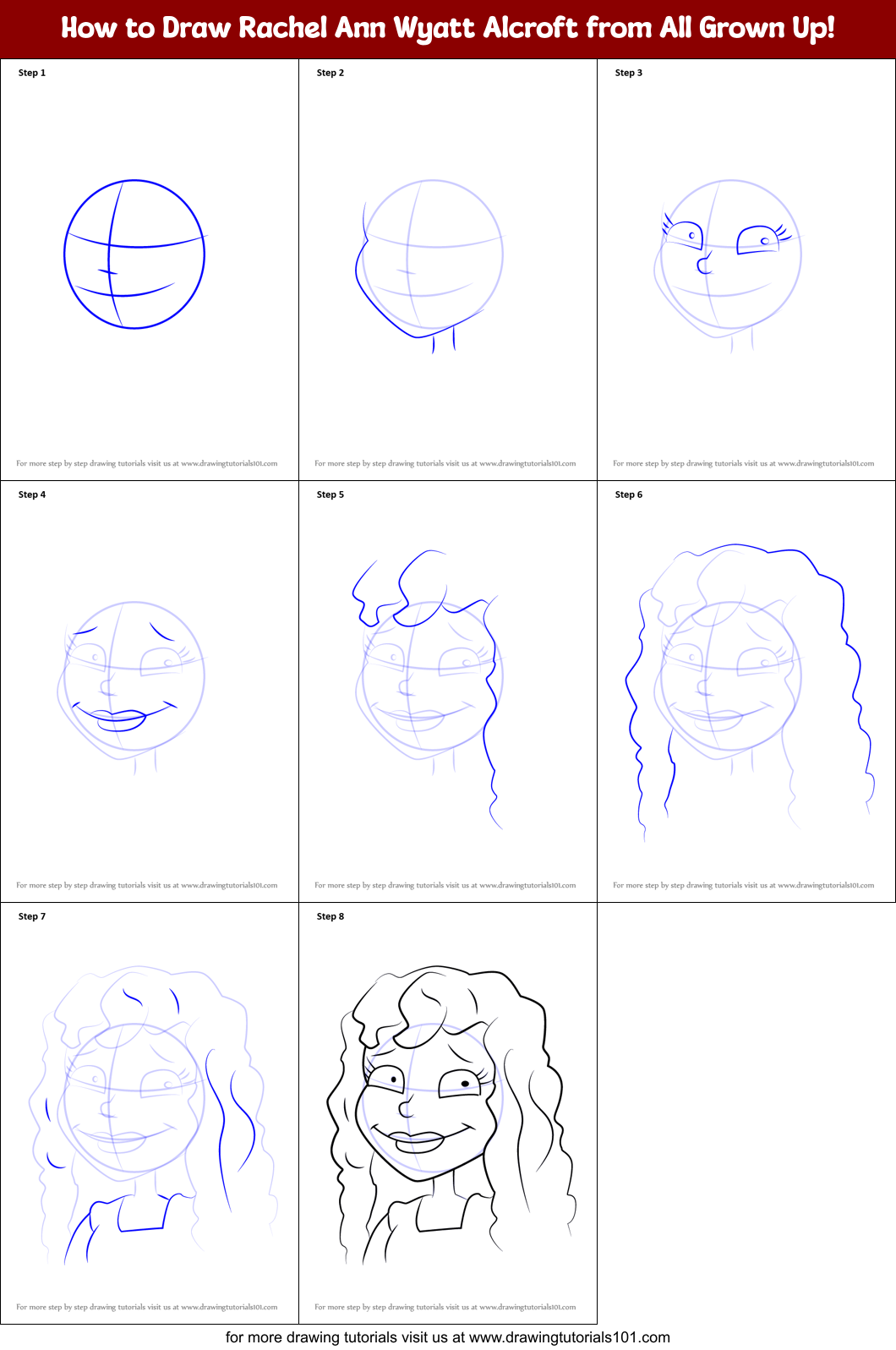 How to Draw Rachel Ann Wyatt Alcroft from All Grown Up! Printable Step by Step