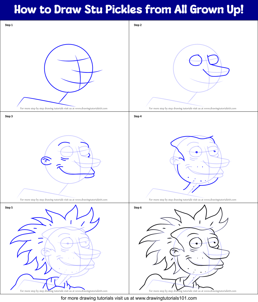 How to Draw Stu Pickles from All Grown Up! Printable Step by Step