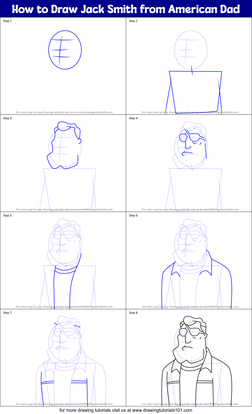 How to Draw Jack Smith from American Dad Printable Step by Step