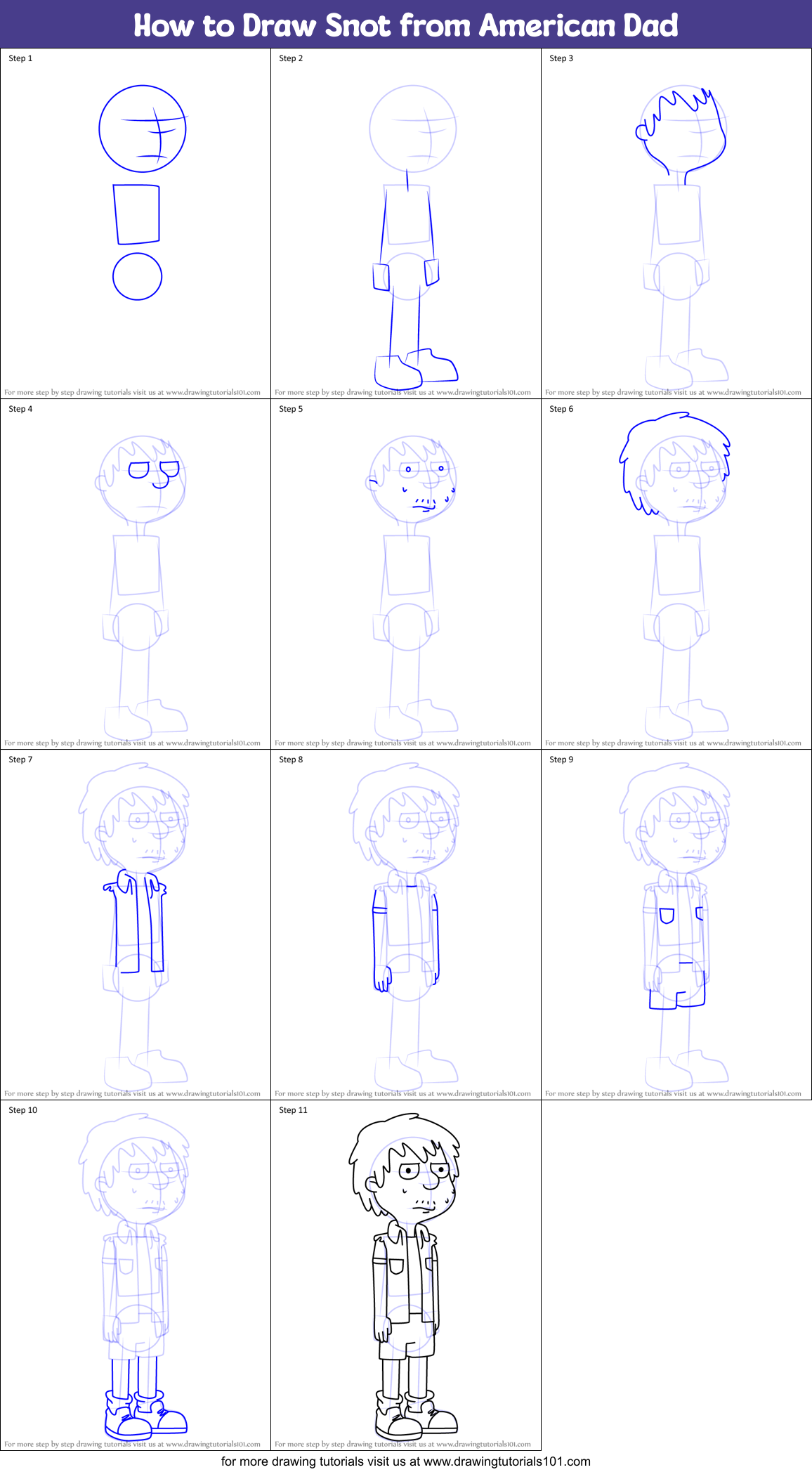 How to Draw Snot from American Dad Printable Step by Step
