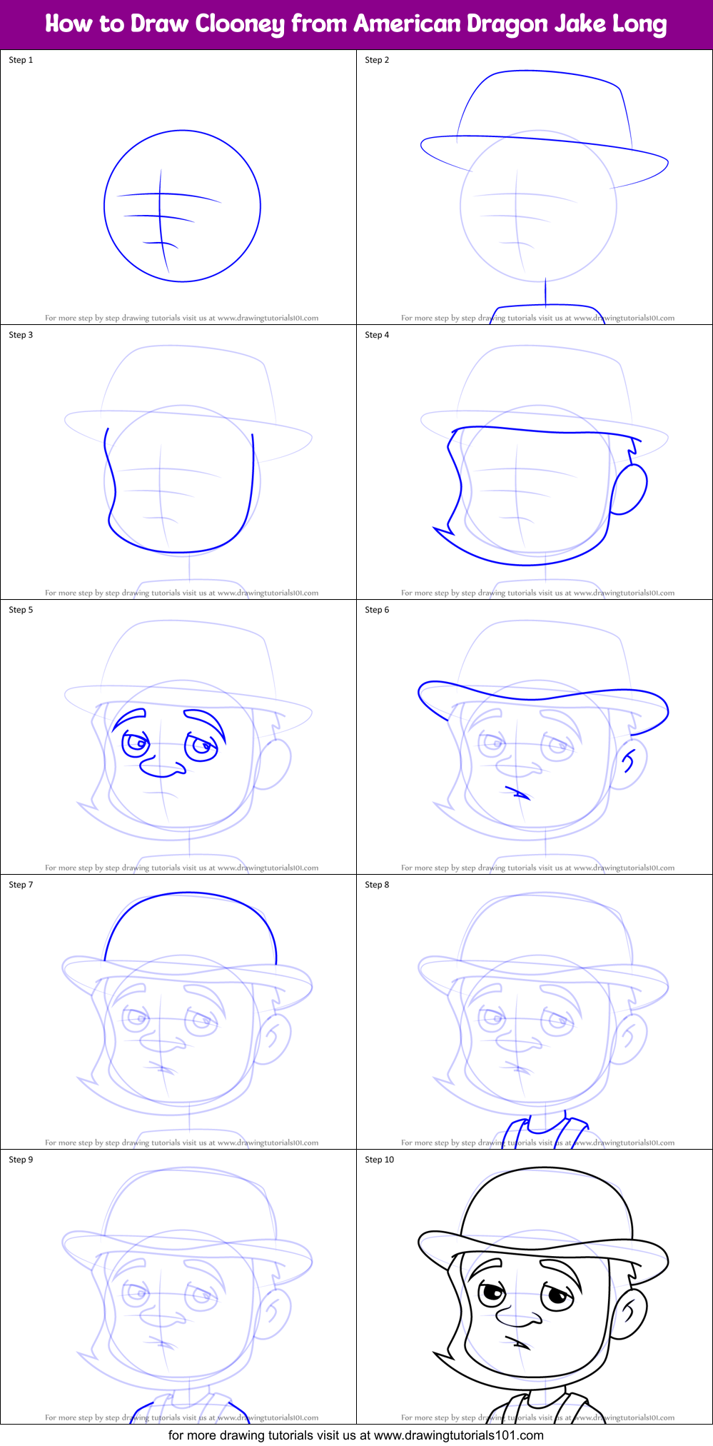 How to Draw Clooney from American Dragon Jake Long Printable Step by Step