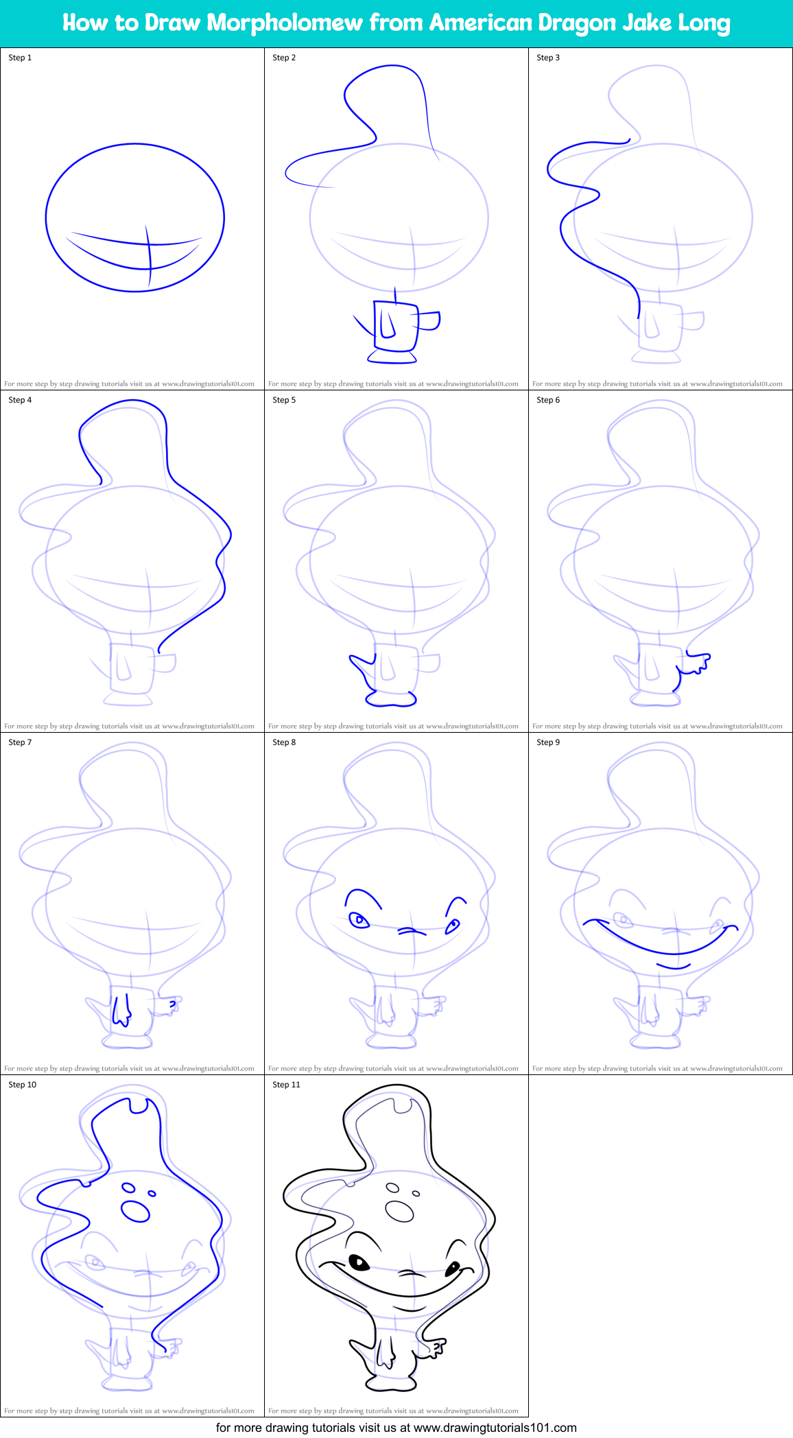 How to Draw Morpholomew from American Dragon Jake Long Printable Step by Step