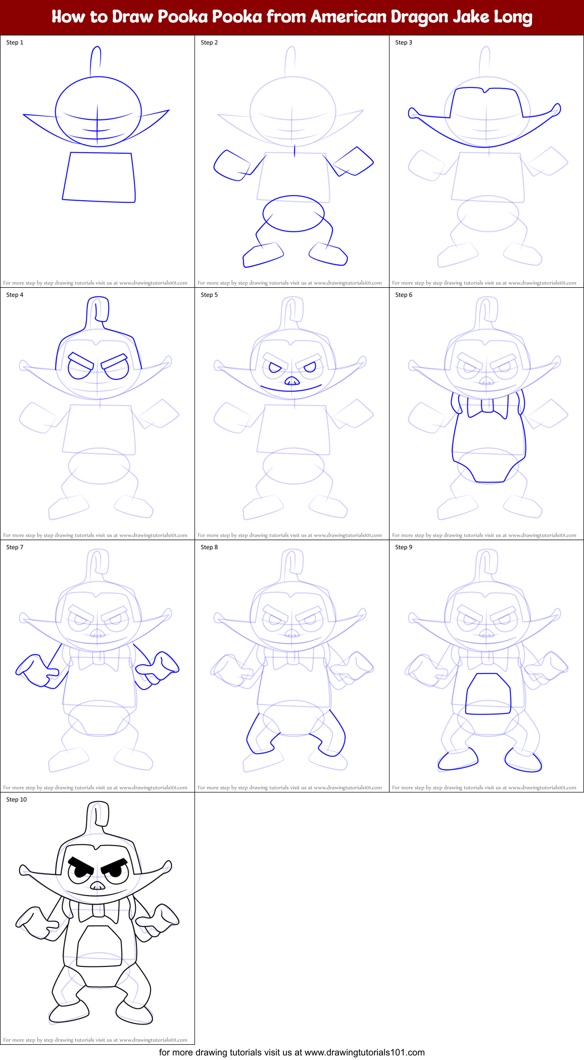 How to Draw Pooka Pooka from American Dragon Jake Long Printable Step by Step