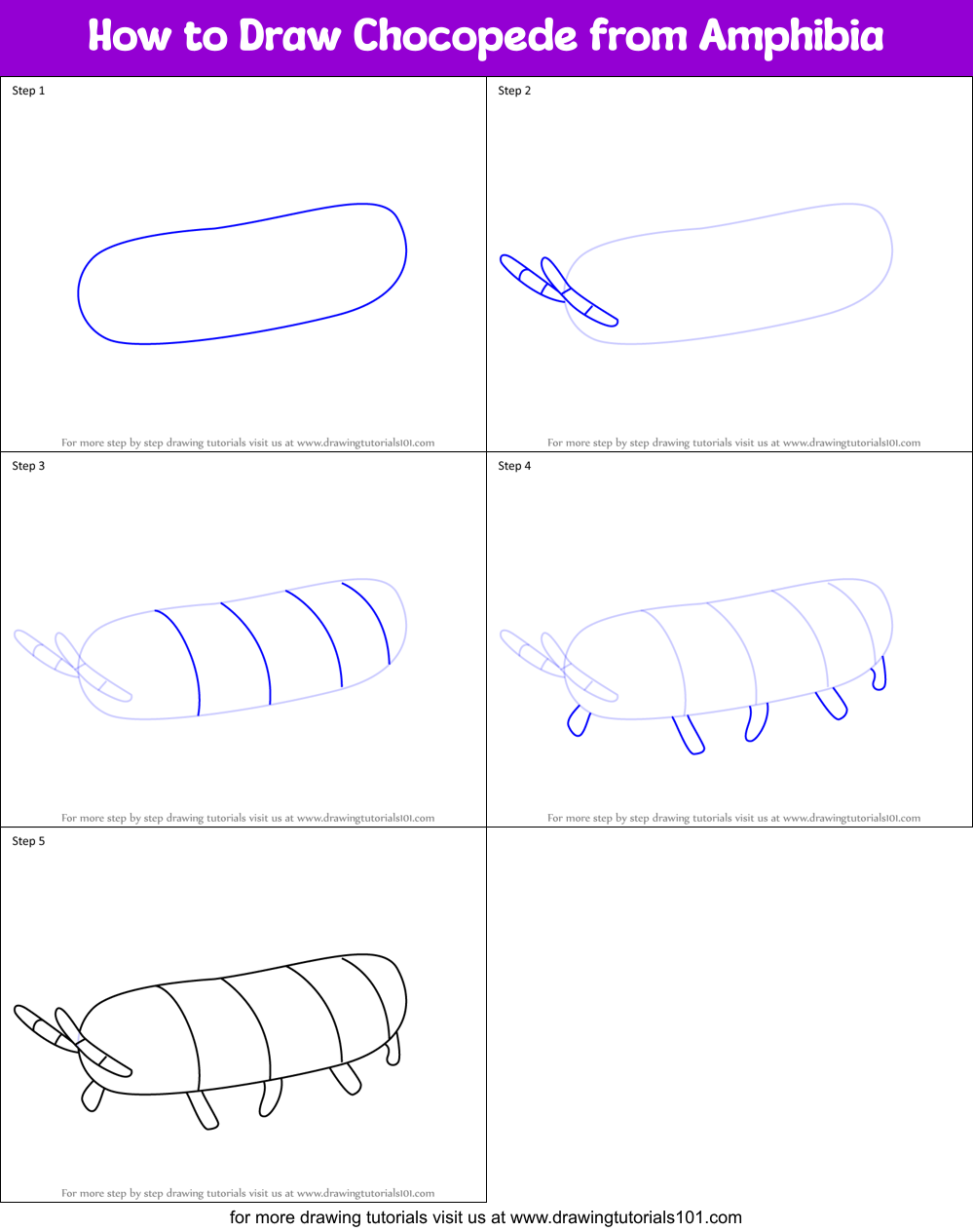 How to Draw Chocopede from Amphibia Printable Step by Step