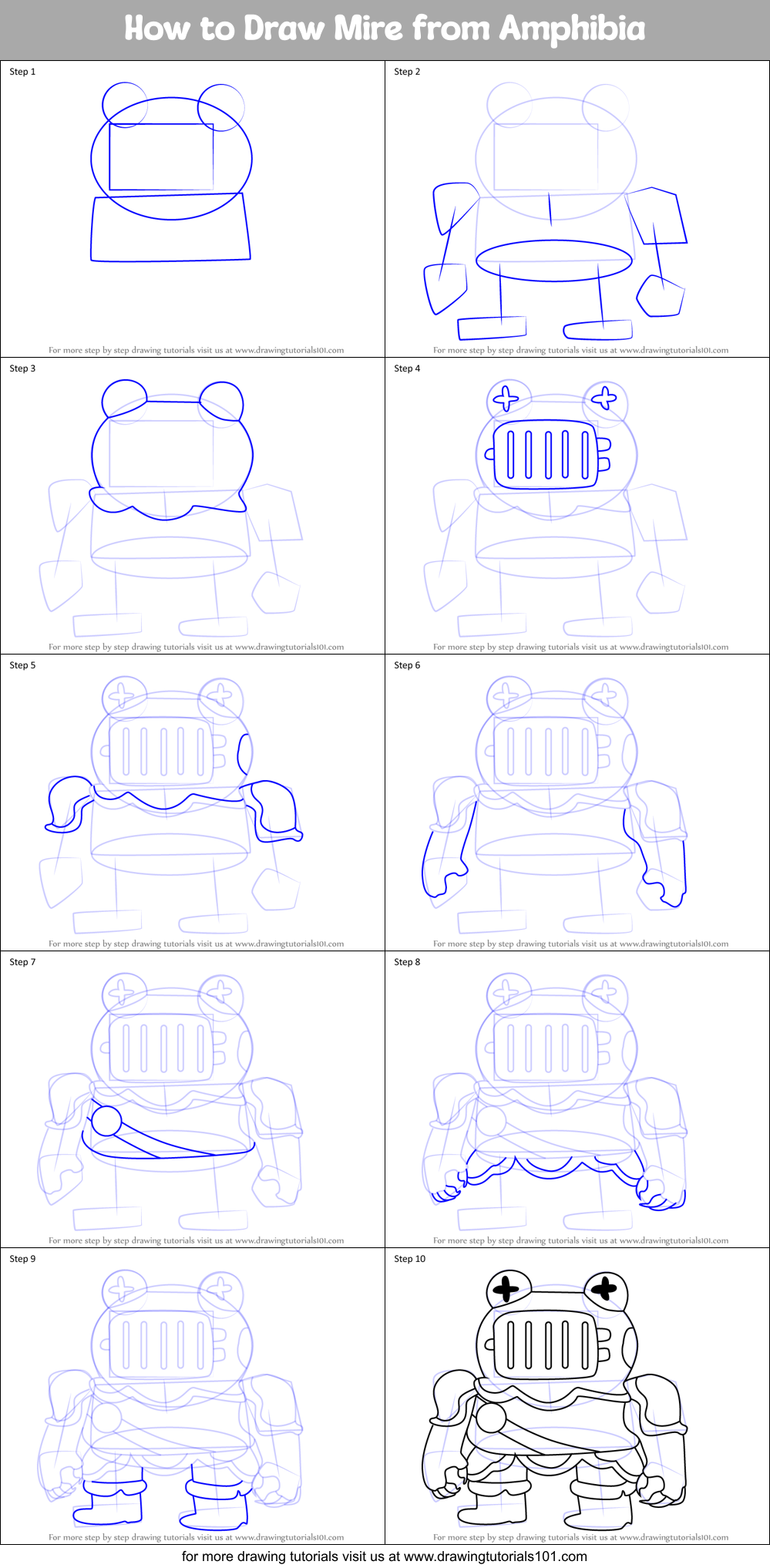 How to Draw Mire from Amphibia Printable Step by Step