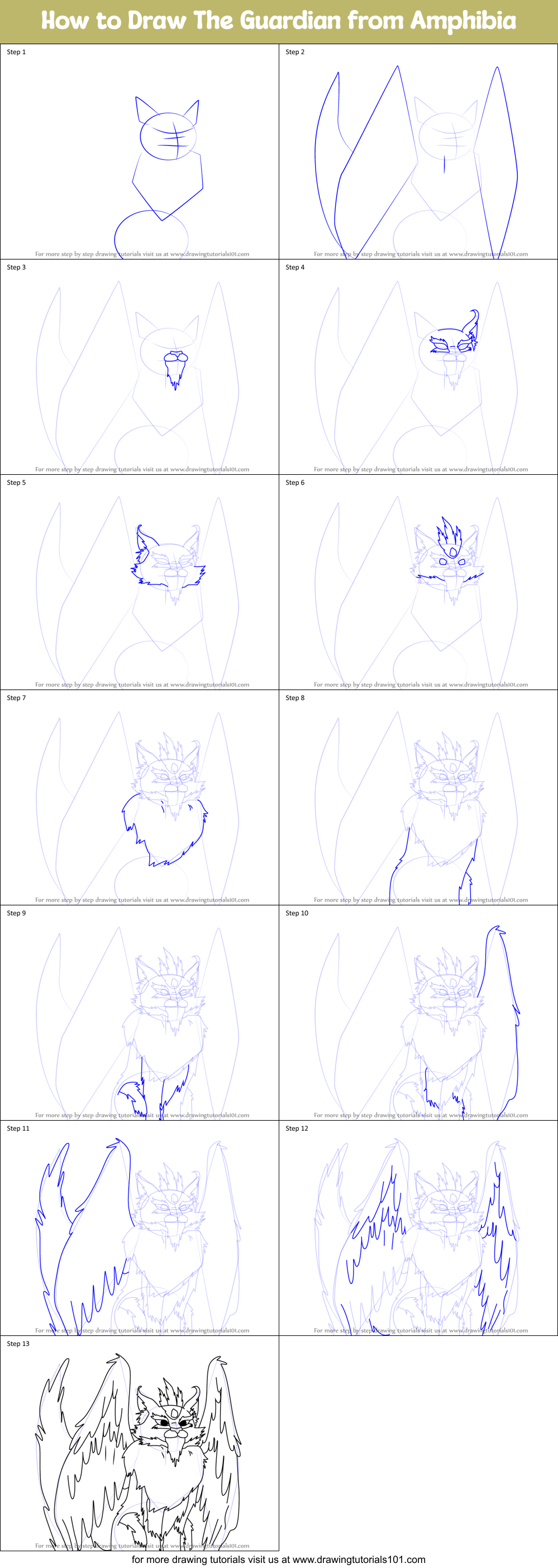 How to Draw The Guardian from Amphibia Printable Step by Step