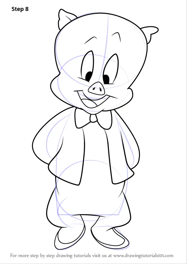 Learn How to Draw Porky Pig from Animaniacs (Animaniacs) Step by Step