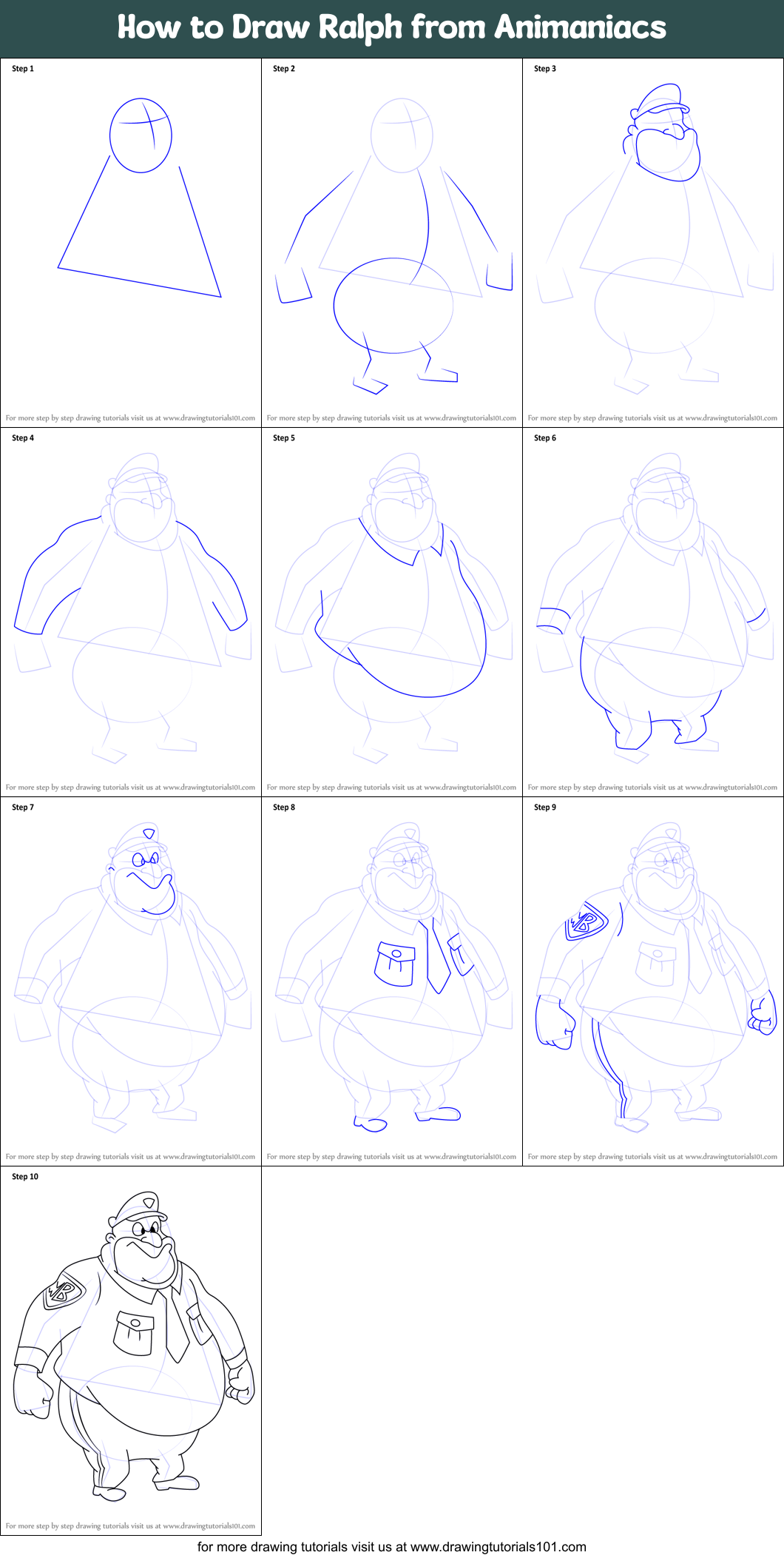 How to Draw Ralph from Animaniacs Printable Step by Step