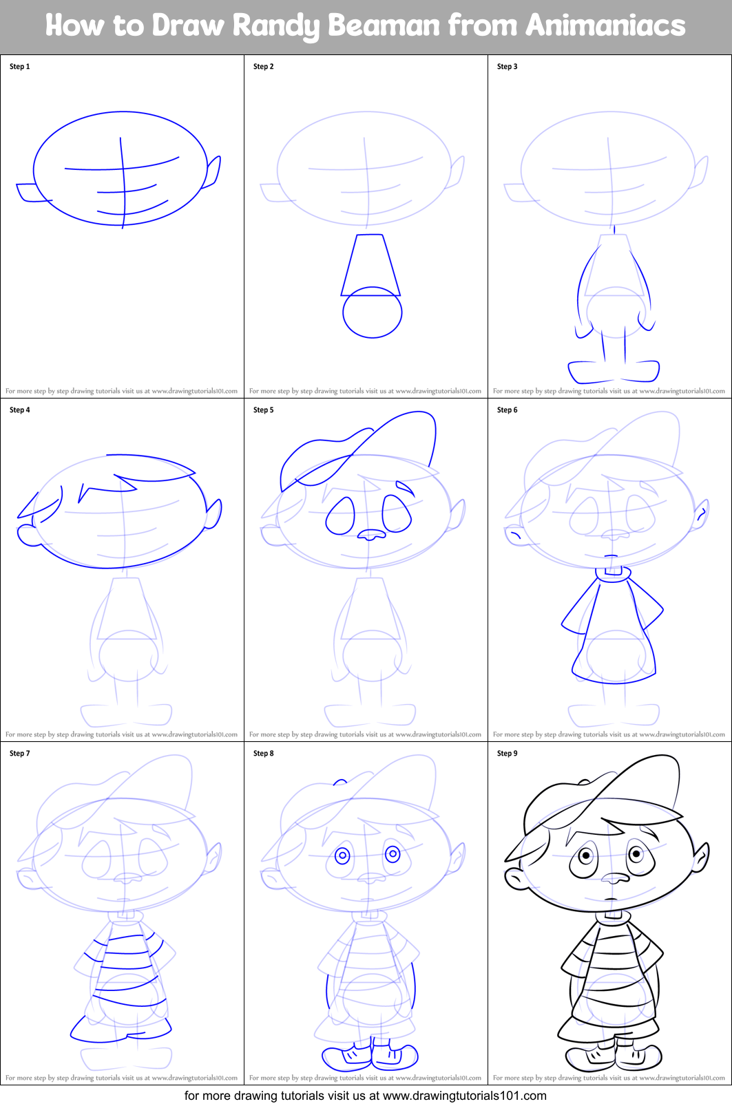 How to Draw Randy Beaman from Animaniacs Printable Step by Step