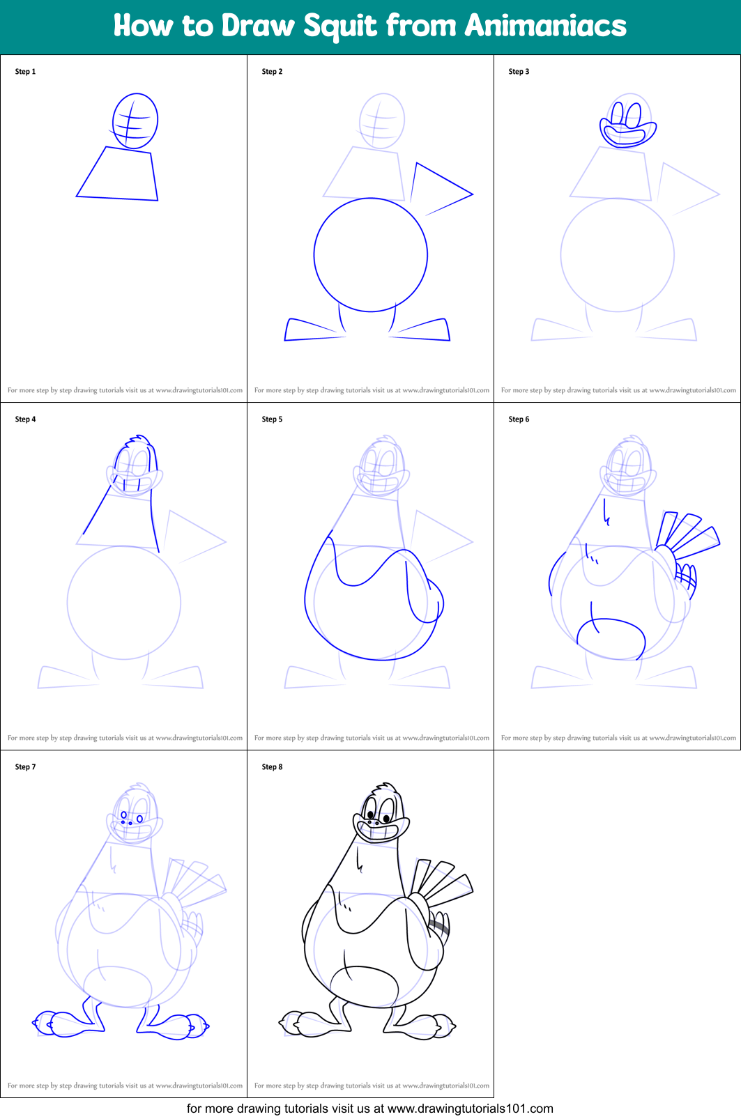 How to Draw Squit from Animaniacs Printable Step by Step