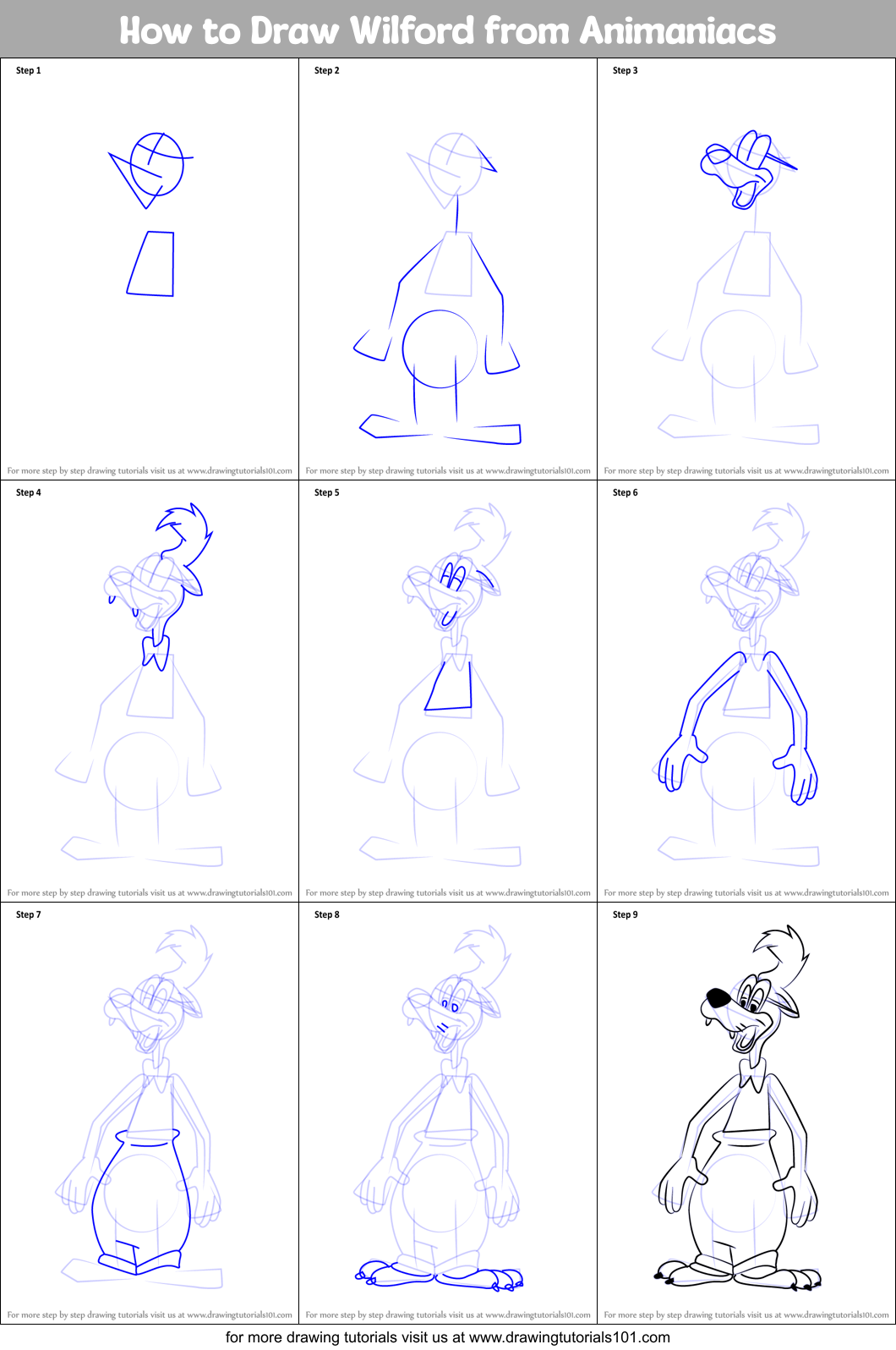 How to Draw Wilford from Animaniacs Printable Step by Step