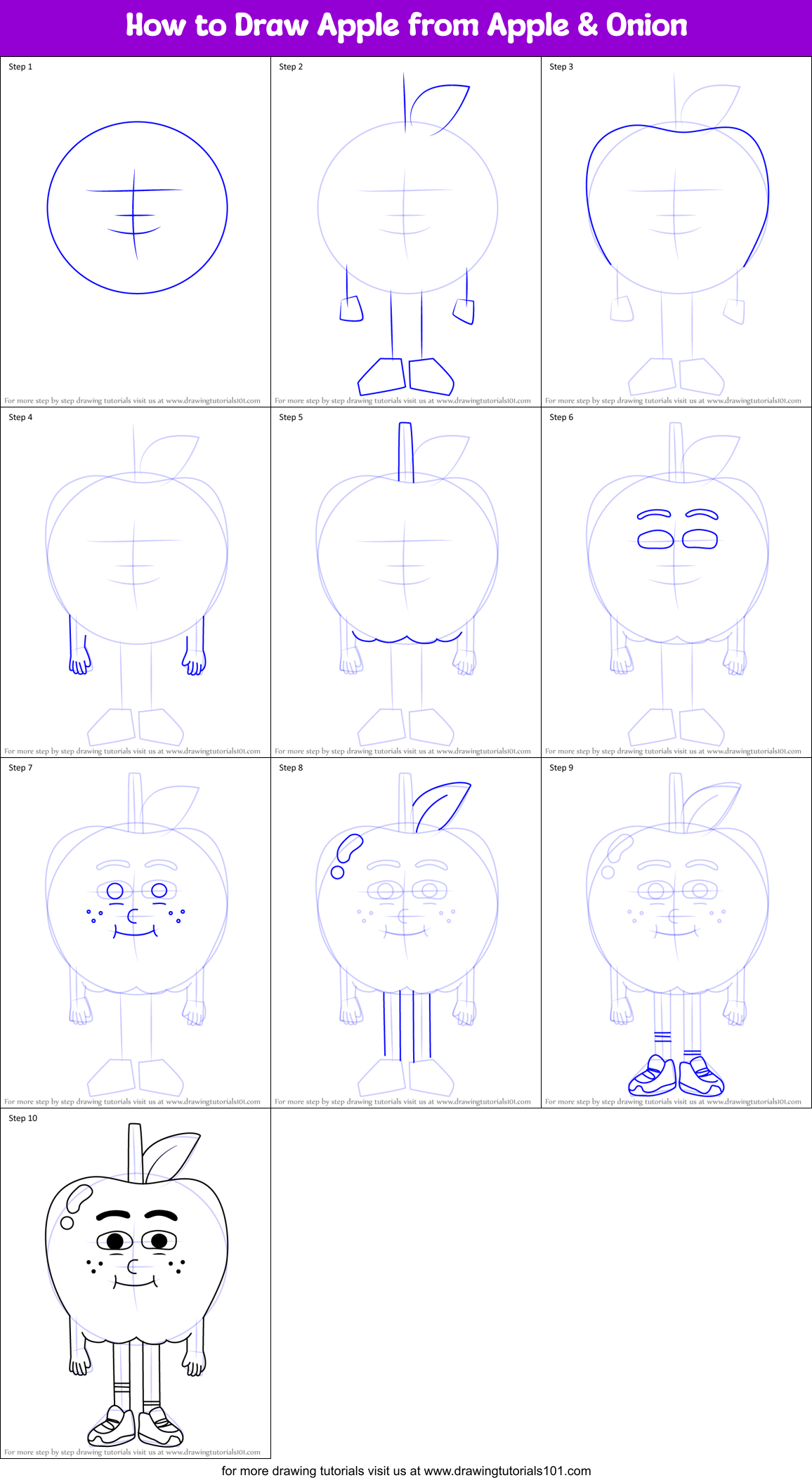 How to Draw Apple from Apple & Onion Printable Step by Step