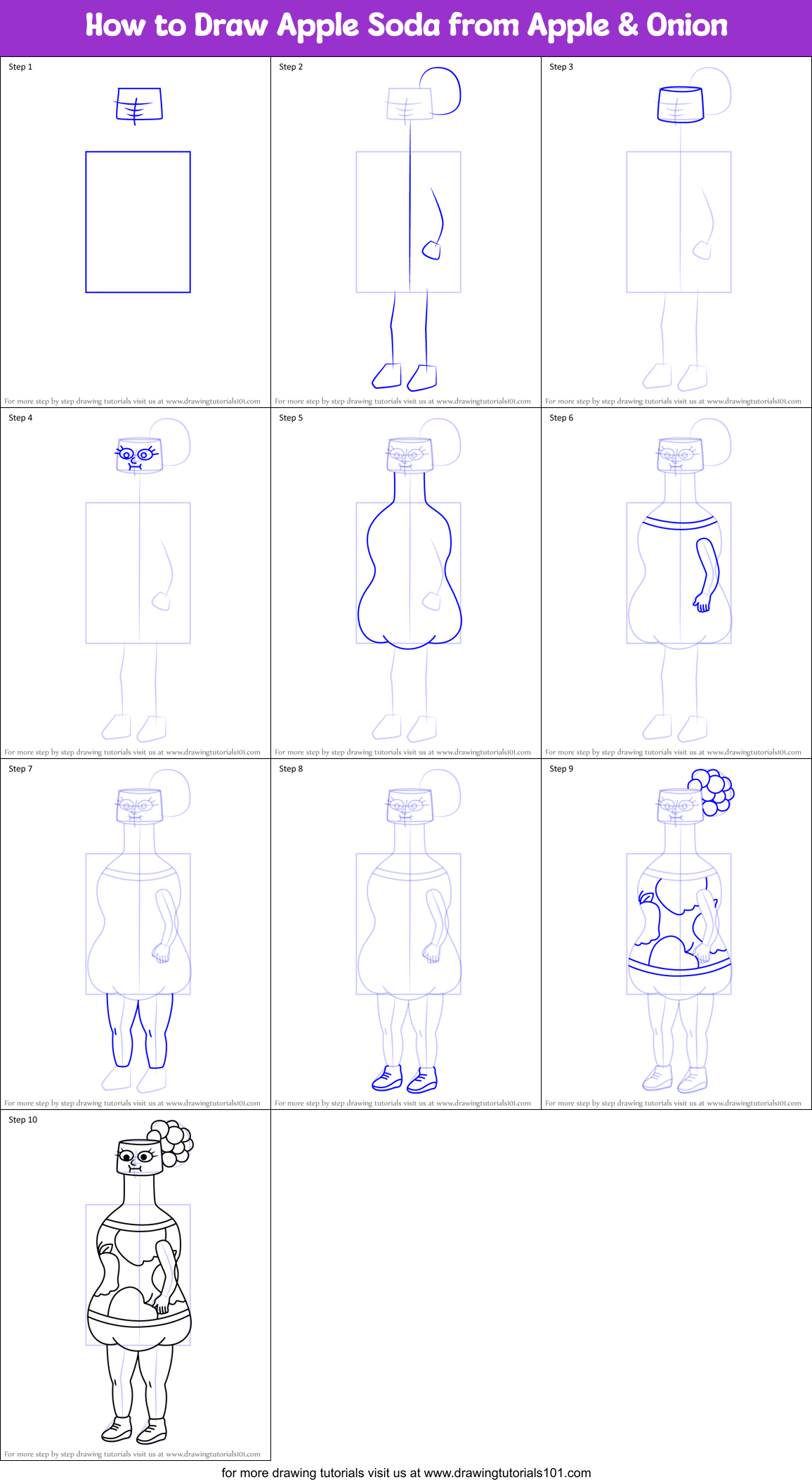 How to Draw Apple Soda from Apple & Onion Printable Step by Step