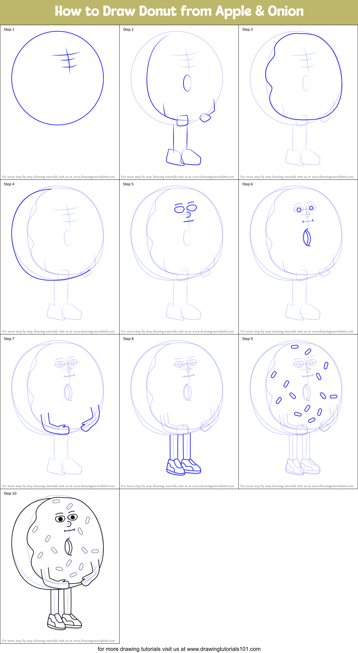How to Draw Donut from Apple & Onion Printable Step by Step