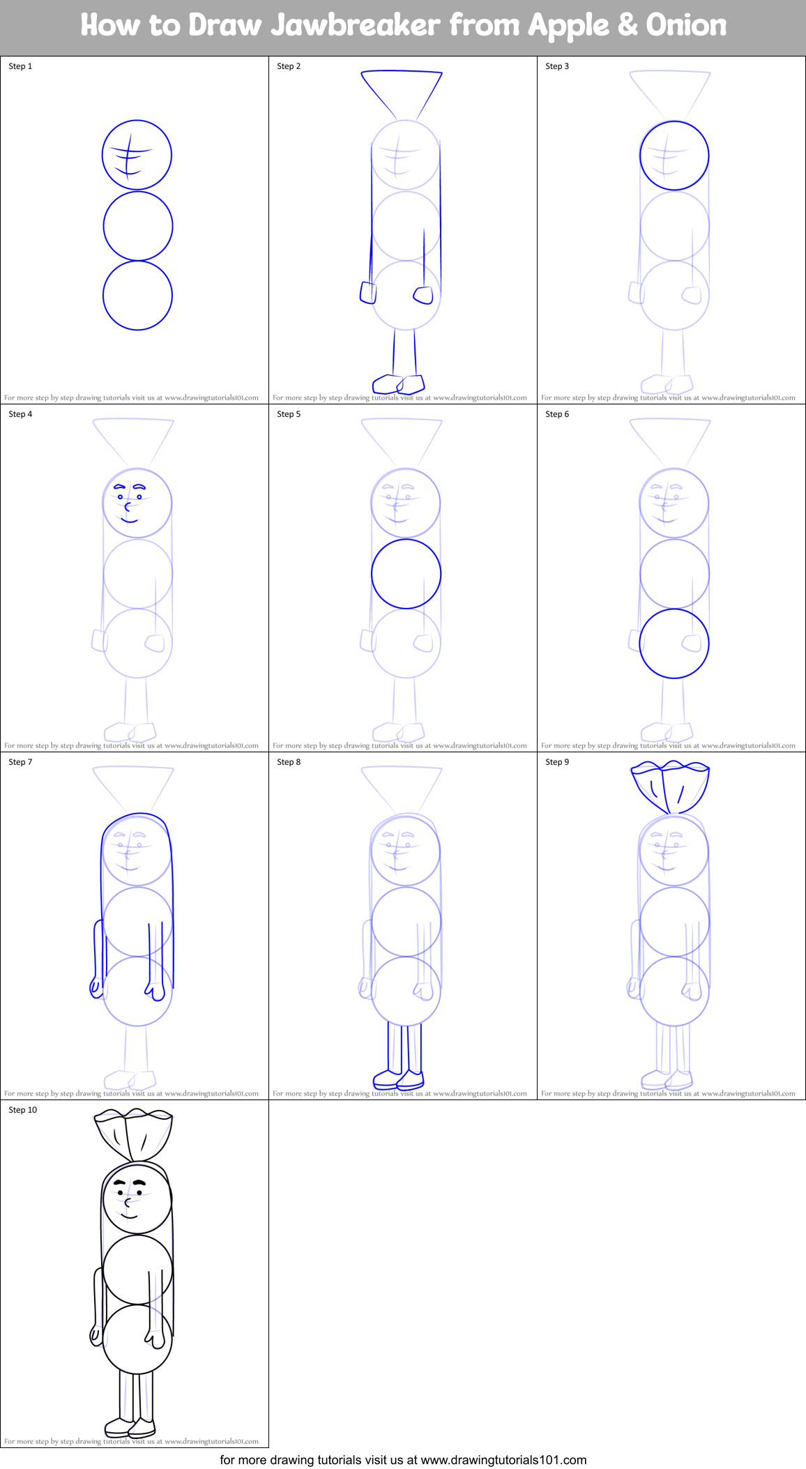 How to Draw Jawbreaker from Apple & Onion Printable Step by Step