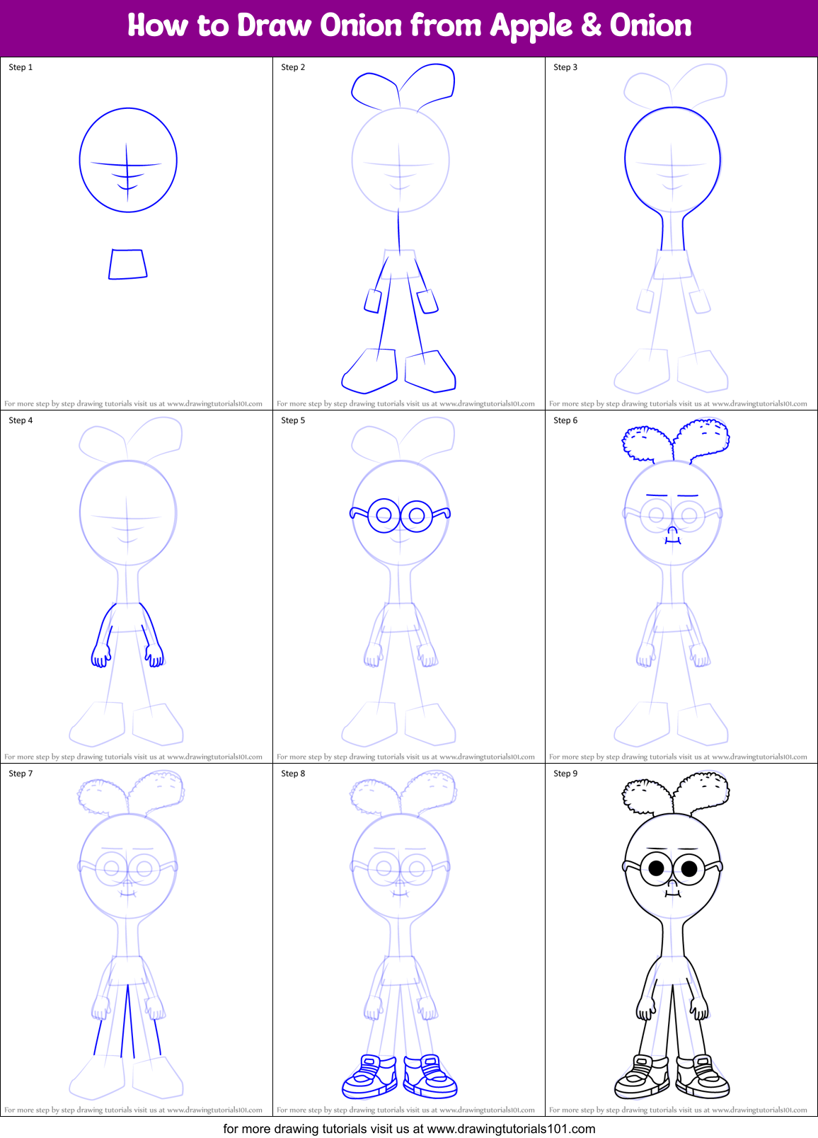 How to Draw Onion from Apple & Onion Printable Step by Step