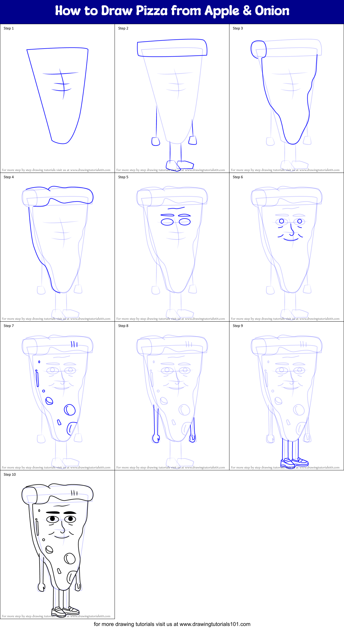 How to Draw Pizza from Apple & Onion Printable Step by Step