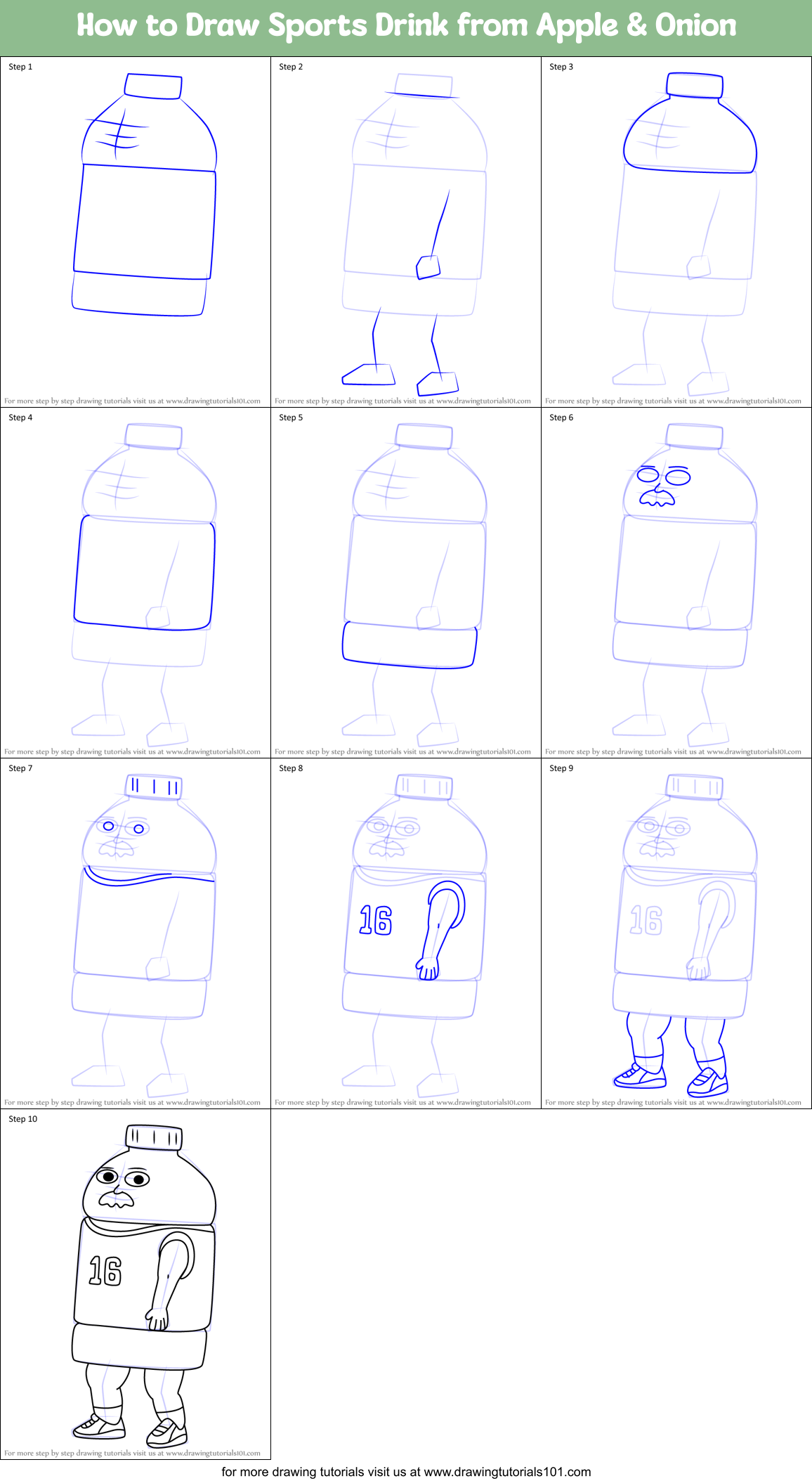 How to Draw Sports Drink from Apple & Onion Printable Step by Step