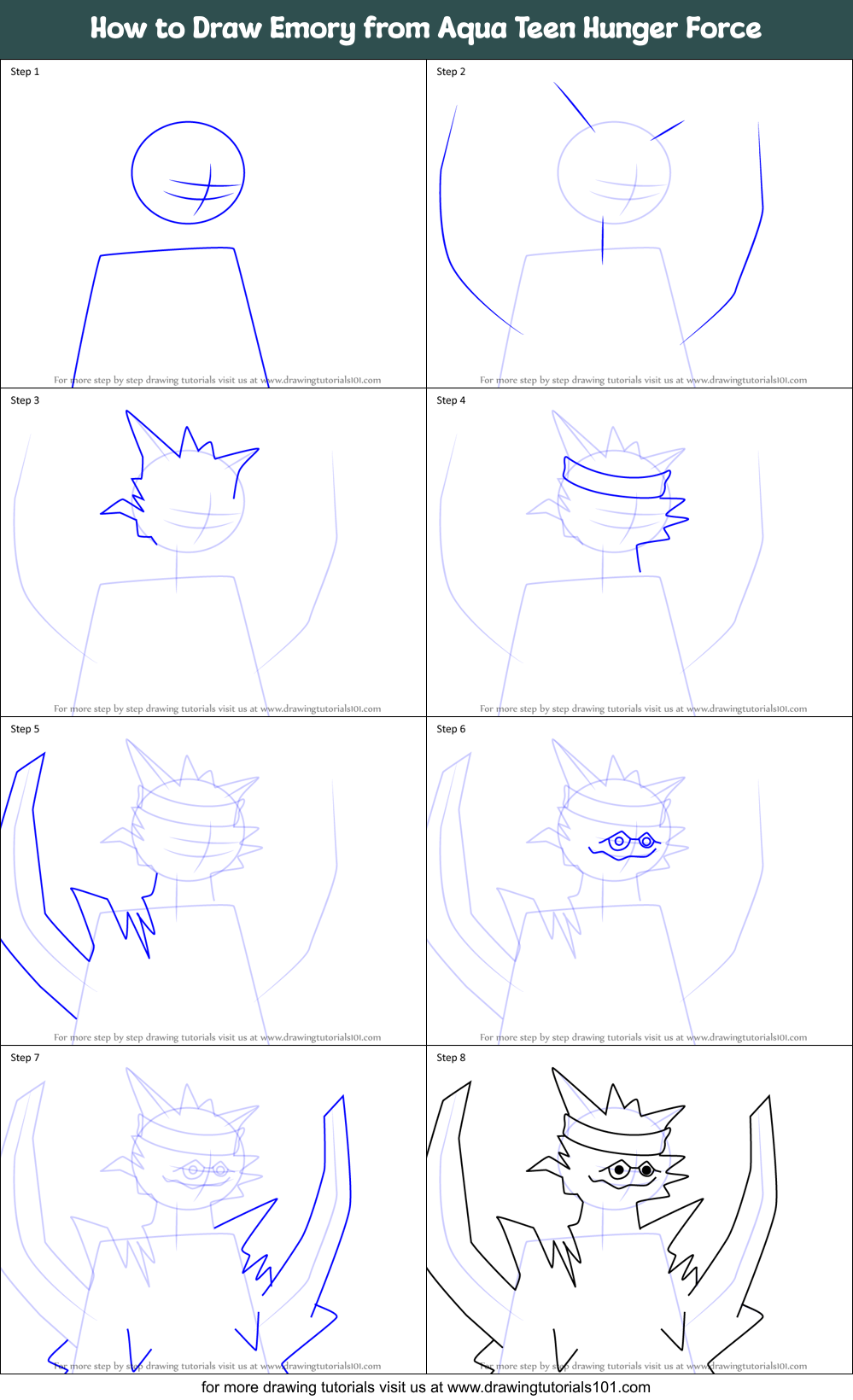 How to Draw Emory from Aqua Teen Hunger Force Printable Step by Step