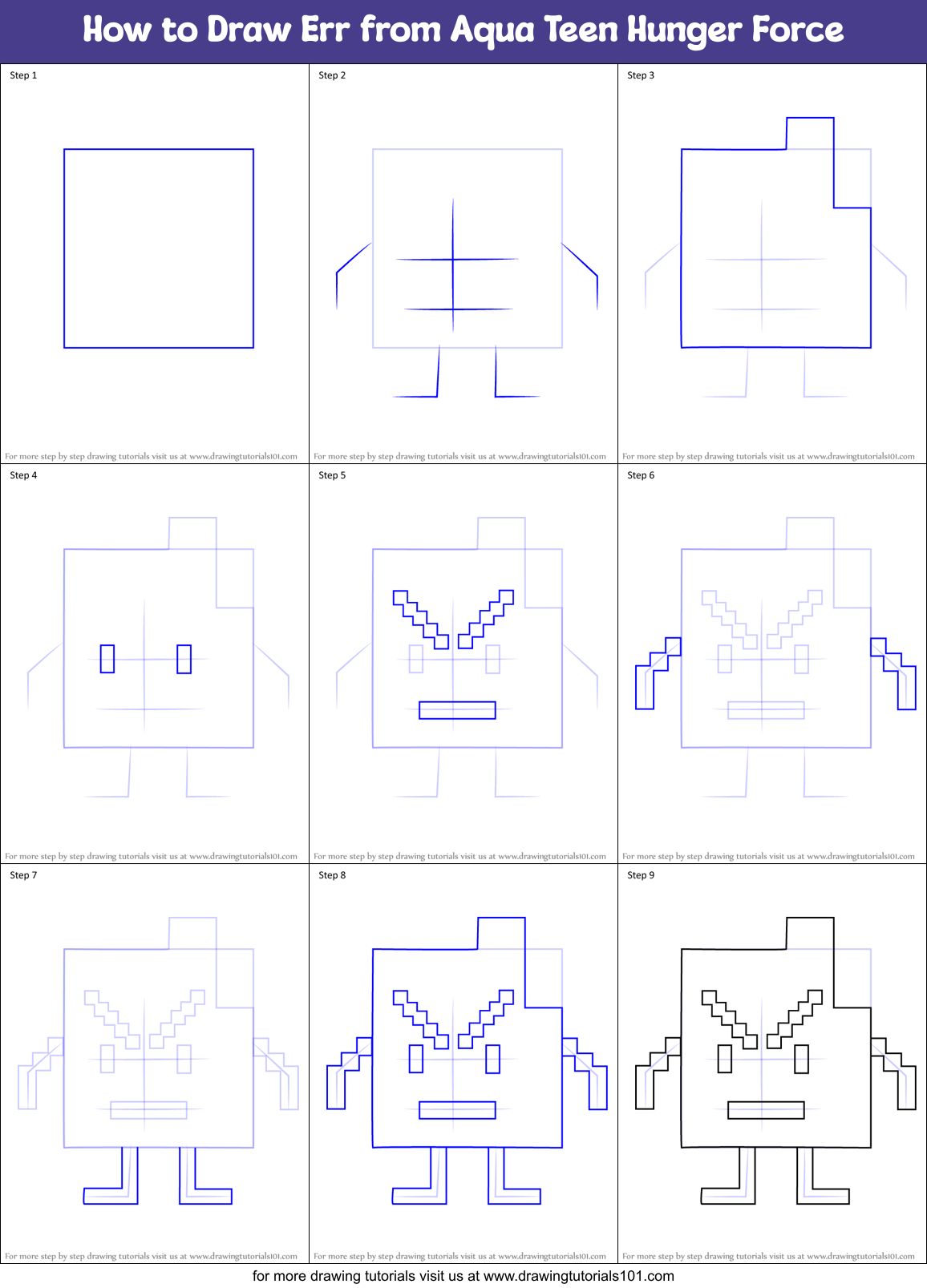 How to Draw Err from Aqua Teen Hunger Force Printable Step by Step