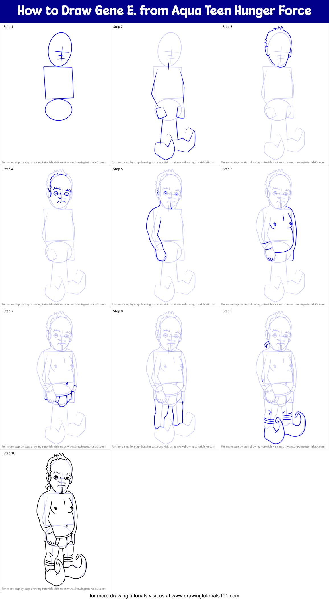 How to Draw Gene E. from Aqua Teen Hunger Force Printable Step by Step