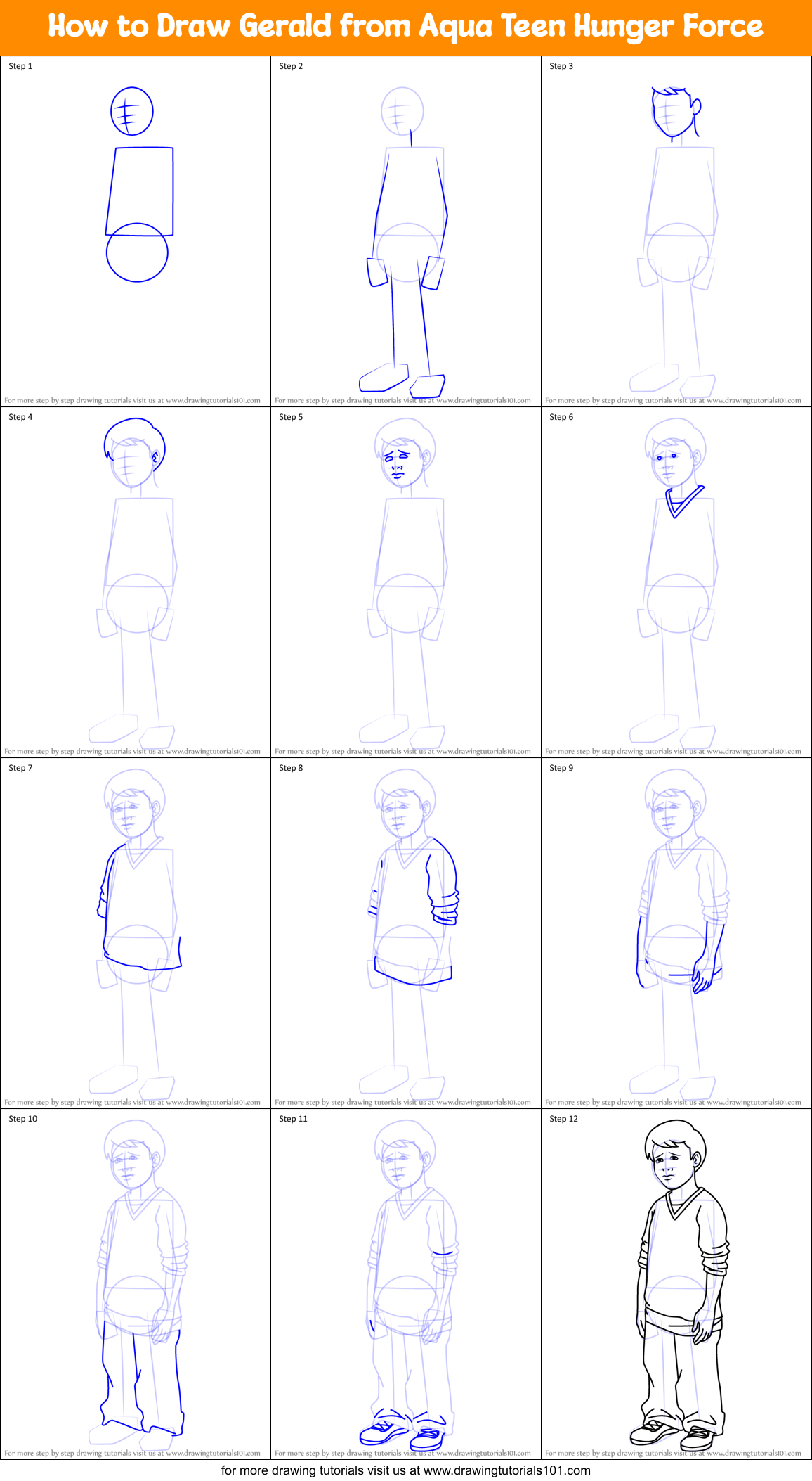 How to Draw Gerald from Aqua Teen Hunger Force Printable Step by Step