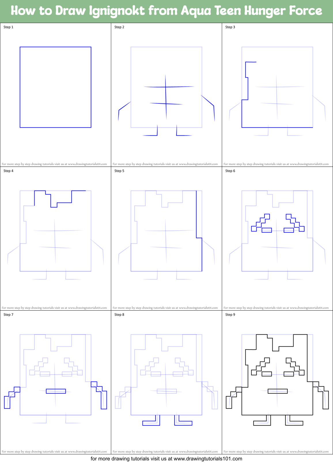 How to Draw Ignignokt from Aqua Teen Hunger Force Printable Step by Step