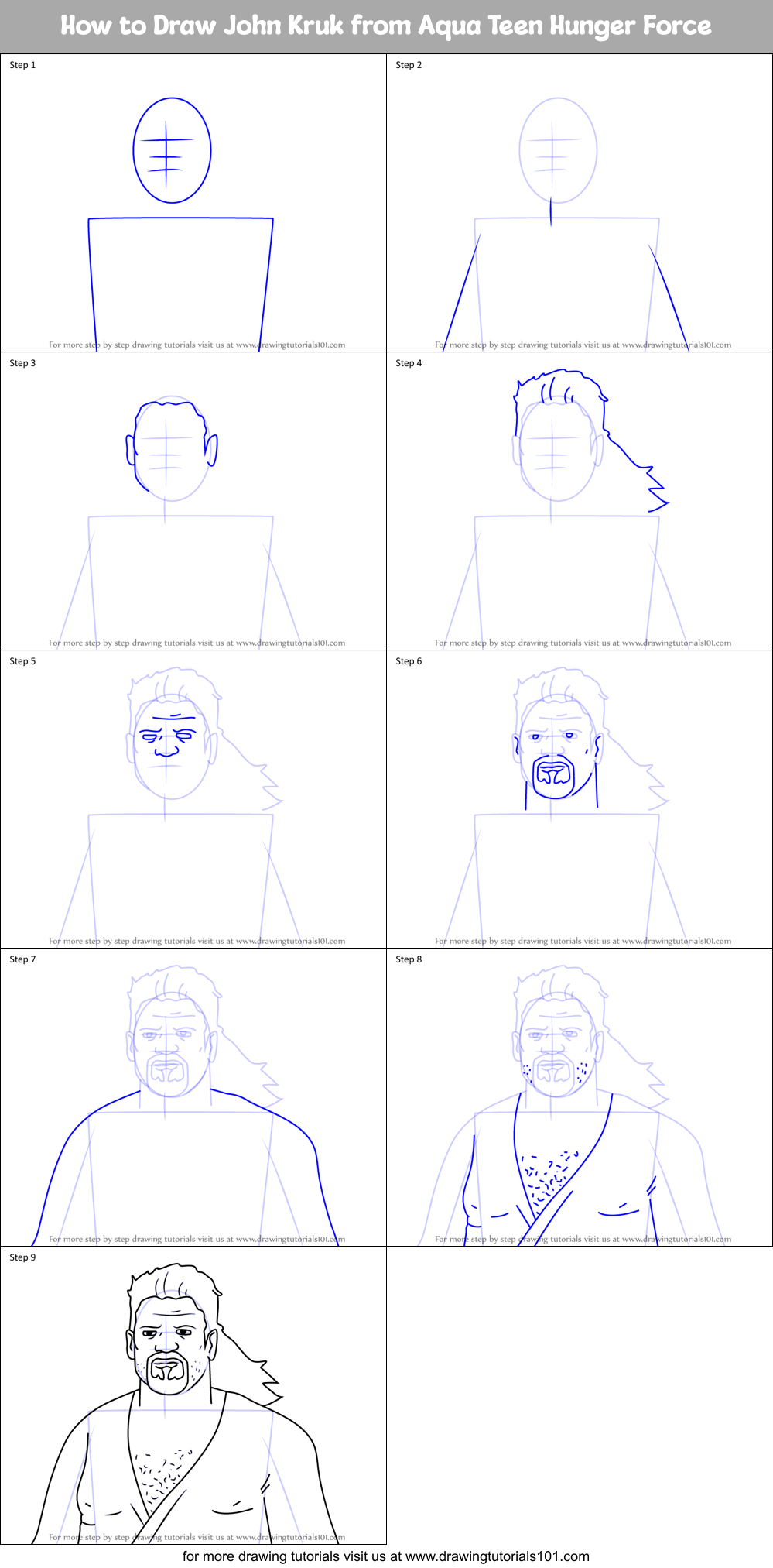 How to Draw John Kruk from Aqua Teen Hunger Force Printable Step by Step