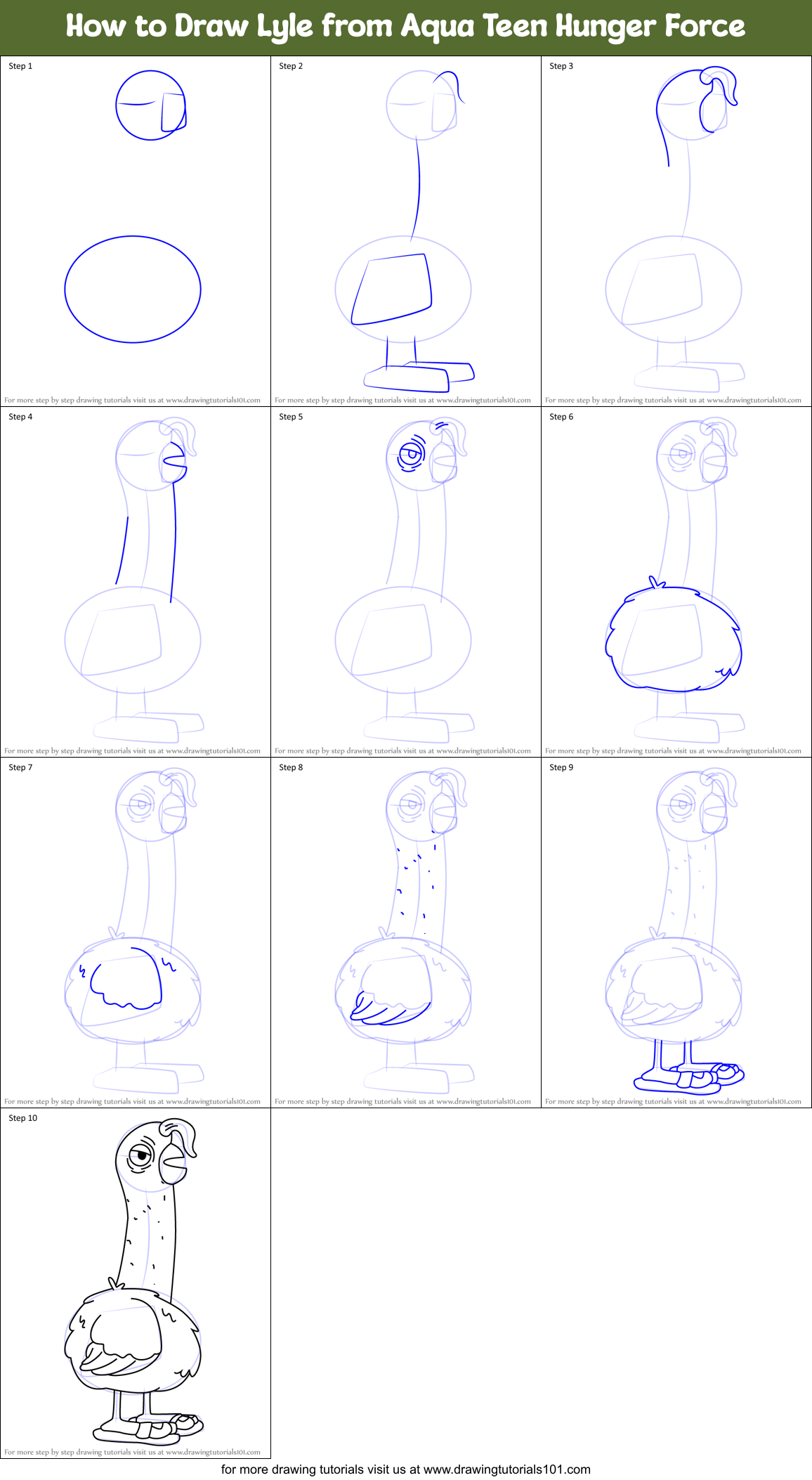 How to Draw Lyle from Aqua Teen Hunger Force Printable Step by Step