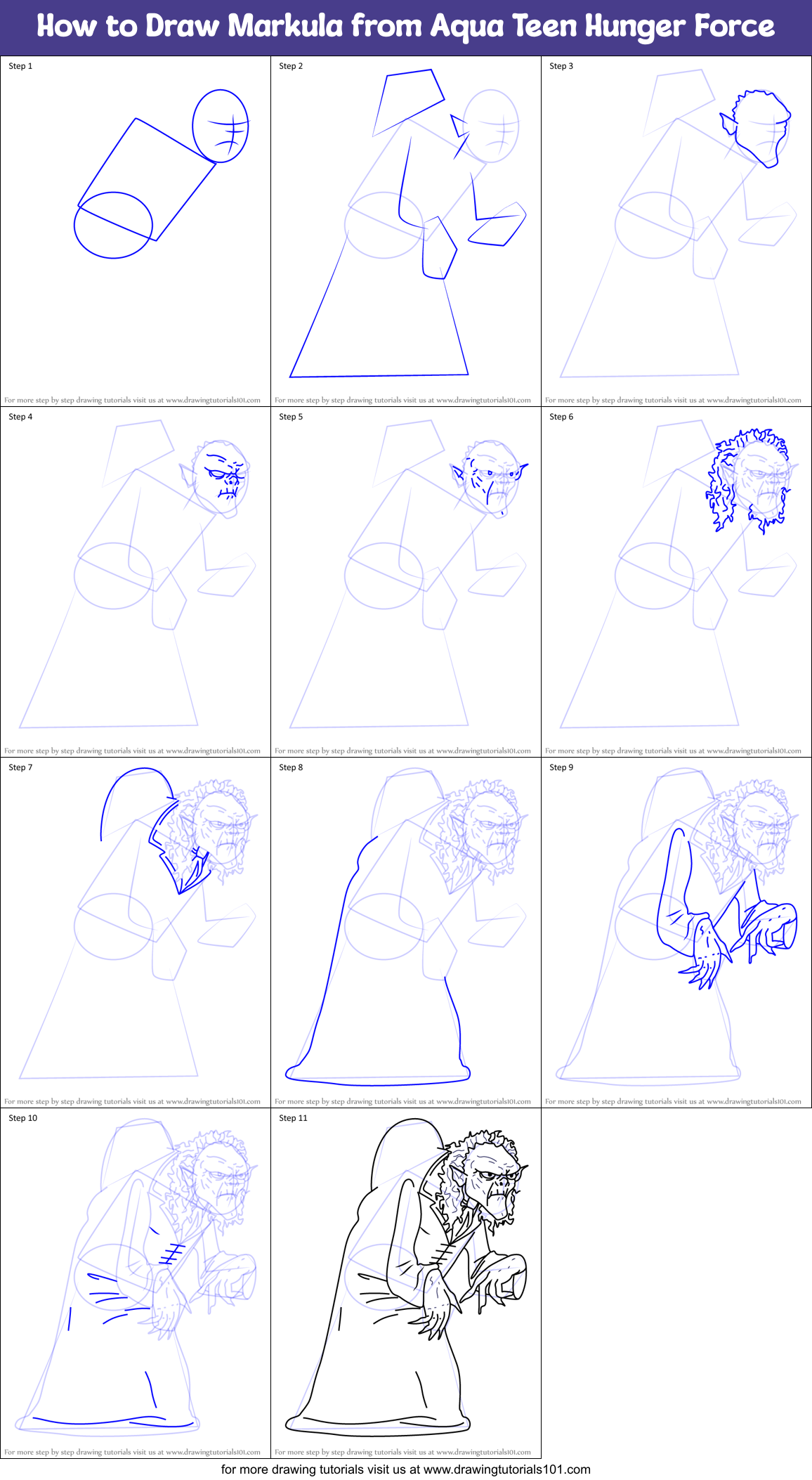 How to Draw Markula from Aqua Teen Hunger Force Printable Step by Step