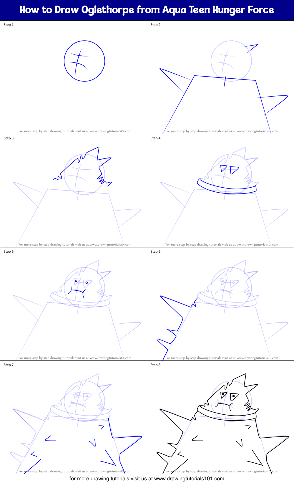 How to Draw Oglethorpe from Aqua Teen Hunger Force Printable Step by Step