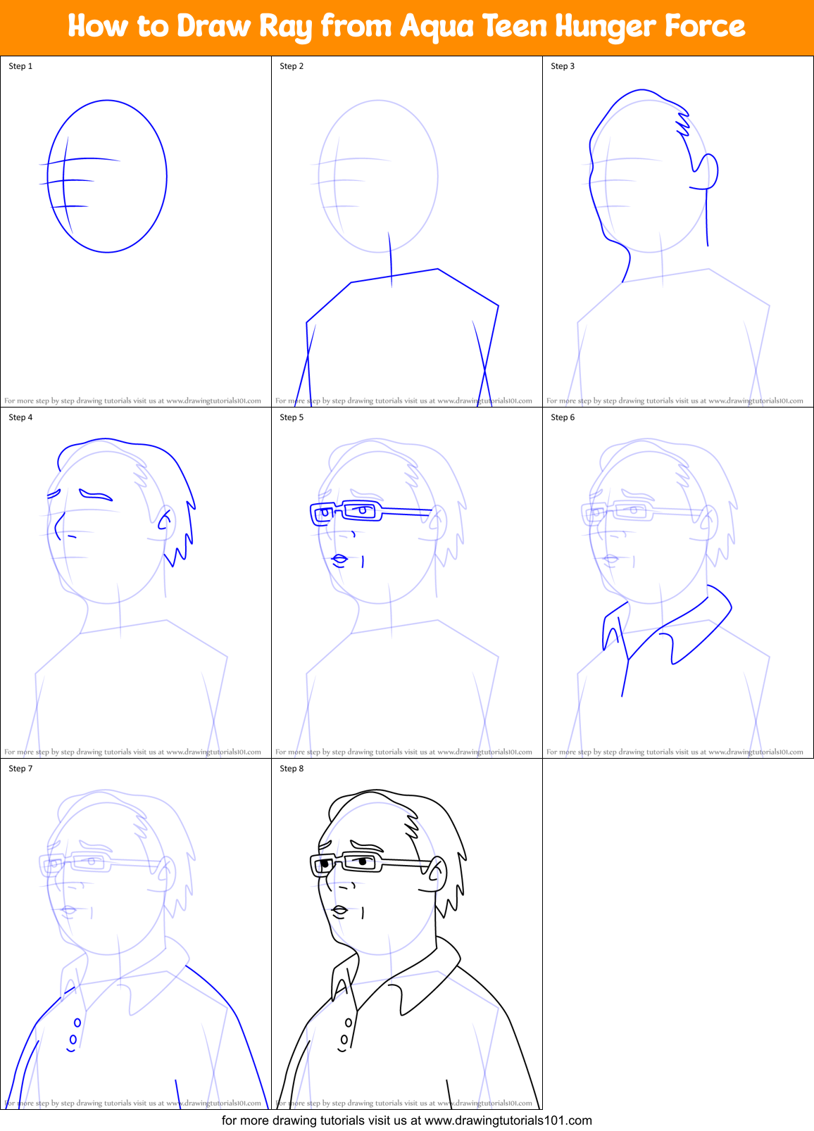 How to Draw Ray from Aqua Teen Hunger Force Printable Step by Step