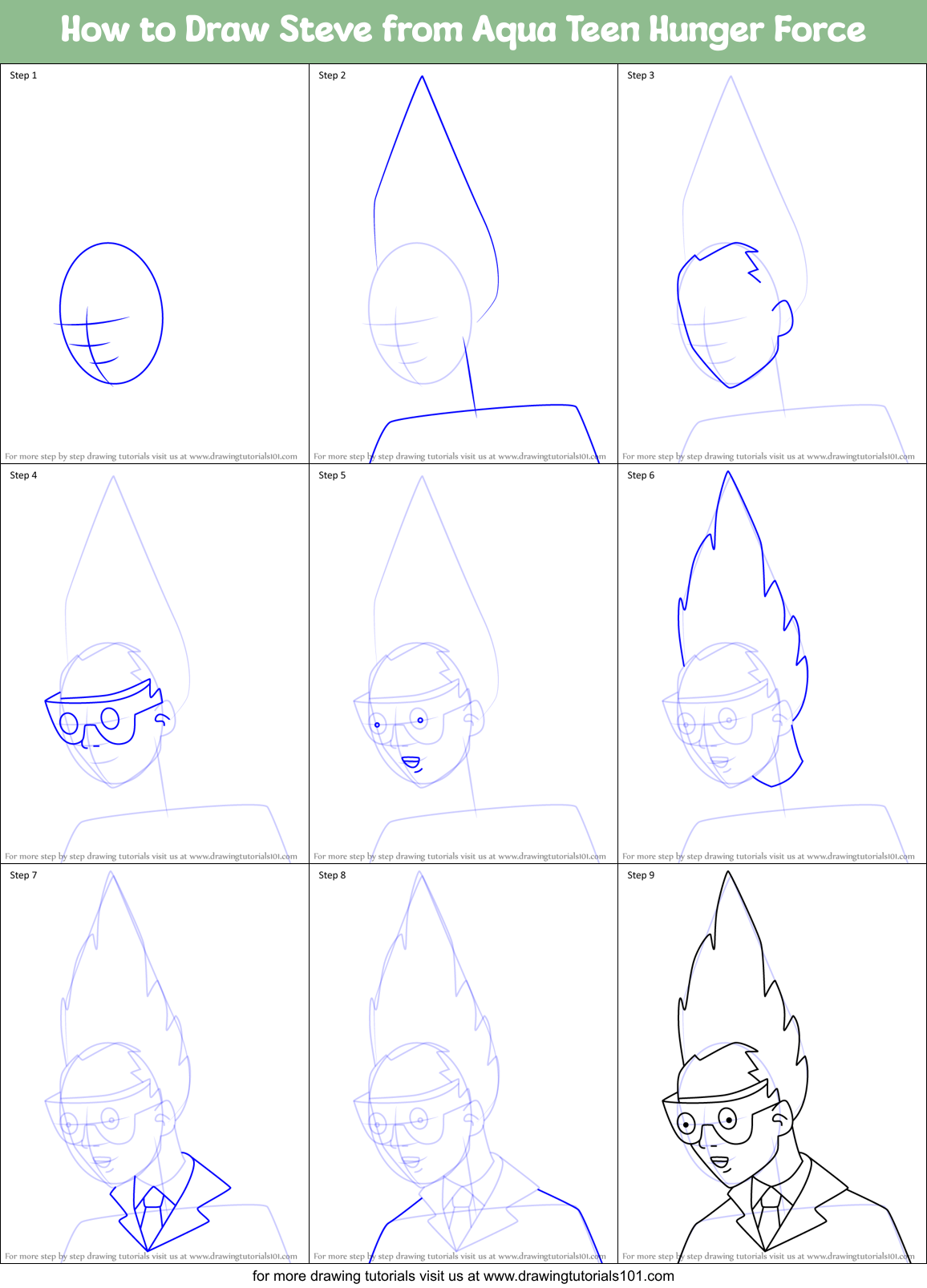 How to Draw Steve from Aqua Teen Hunger Force Printable Step by Step