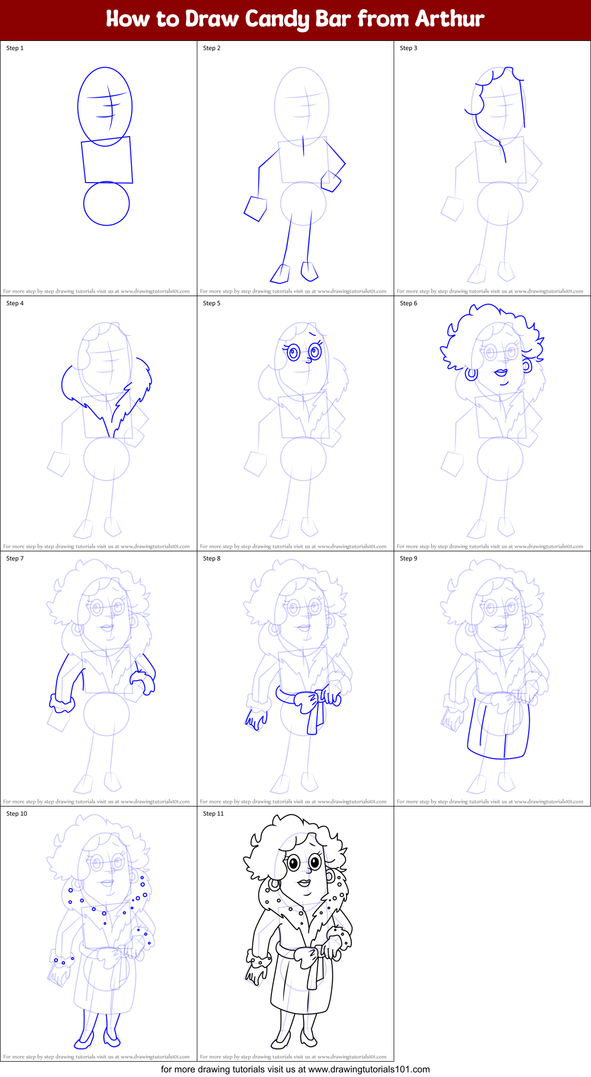 How to Draw Candy Bar from Arthur Printable Step by Step