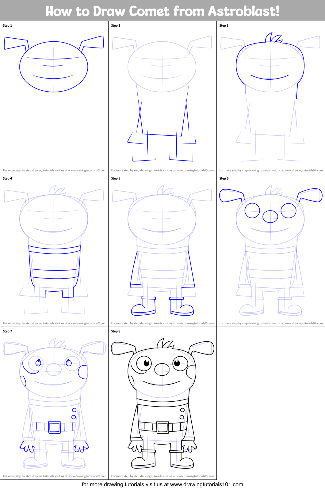 How to Draw Comet from Astroblast! Printable Step by Step