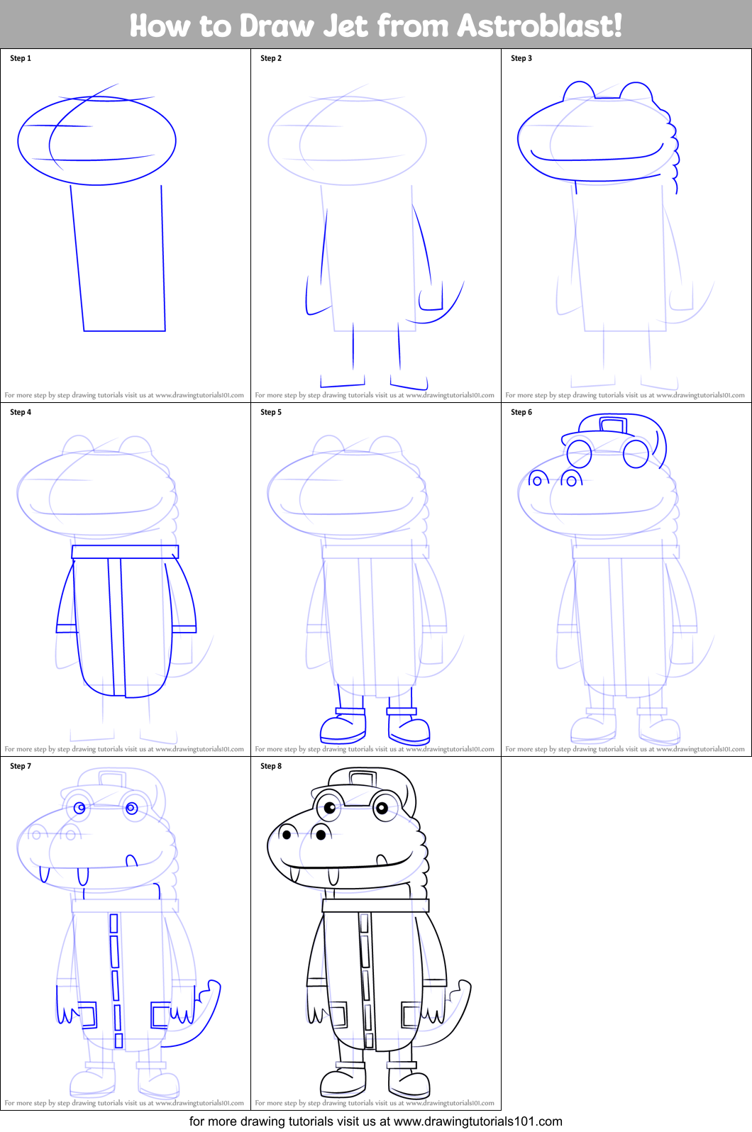 How to Draw Jet from Astroblast! Printable Step by Step